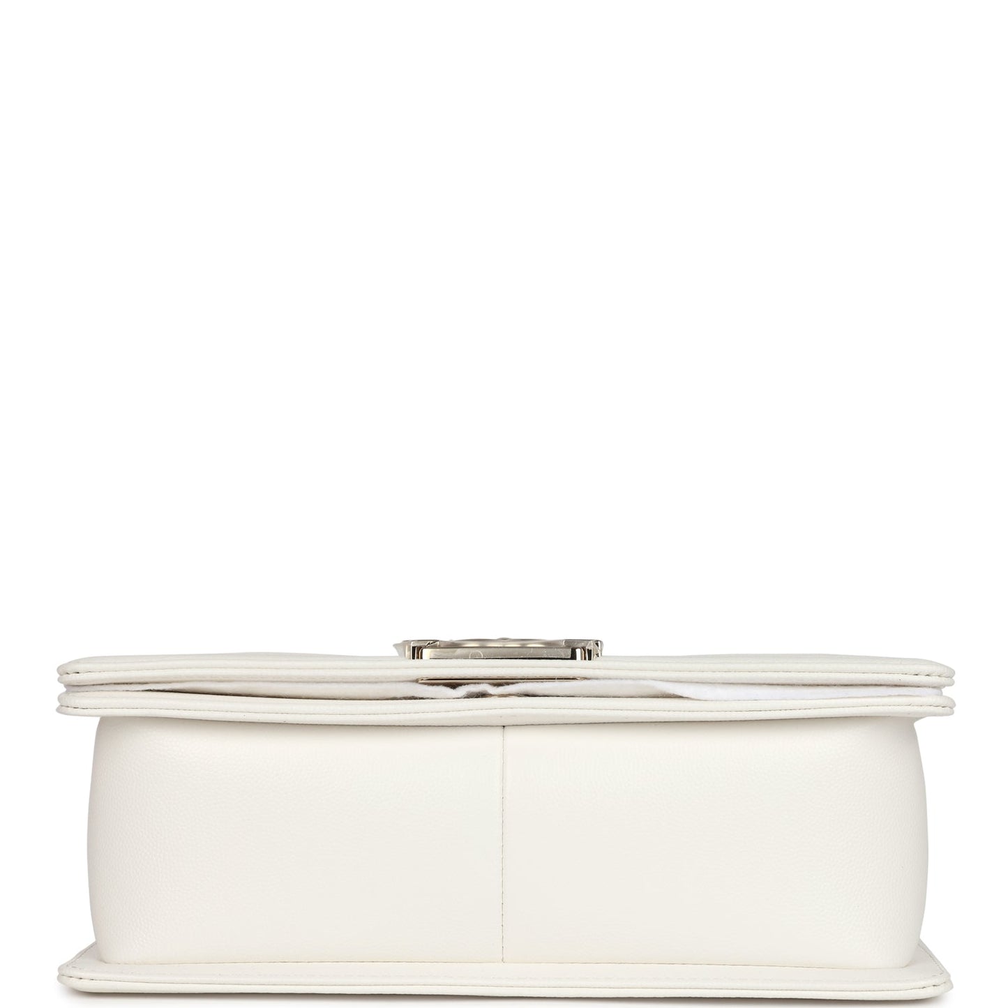 Chanel Medium Boy Bag White Caviar Light Gold Hardware