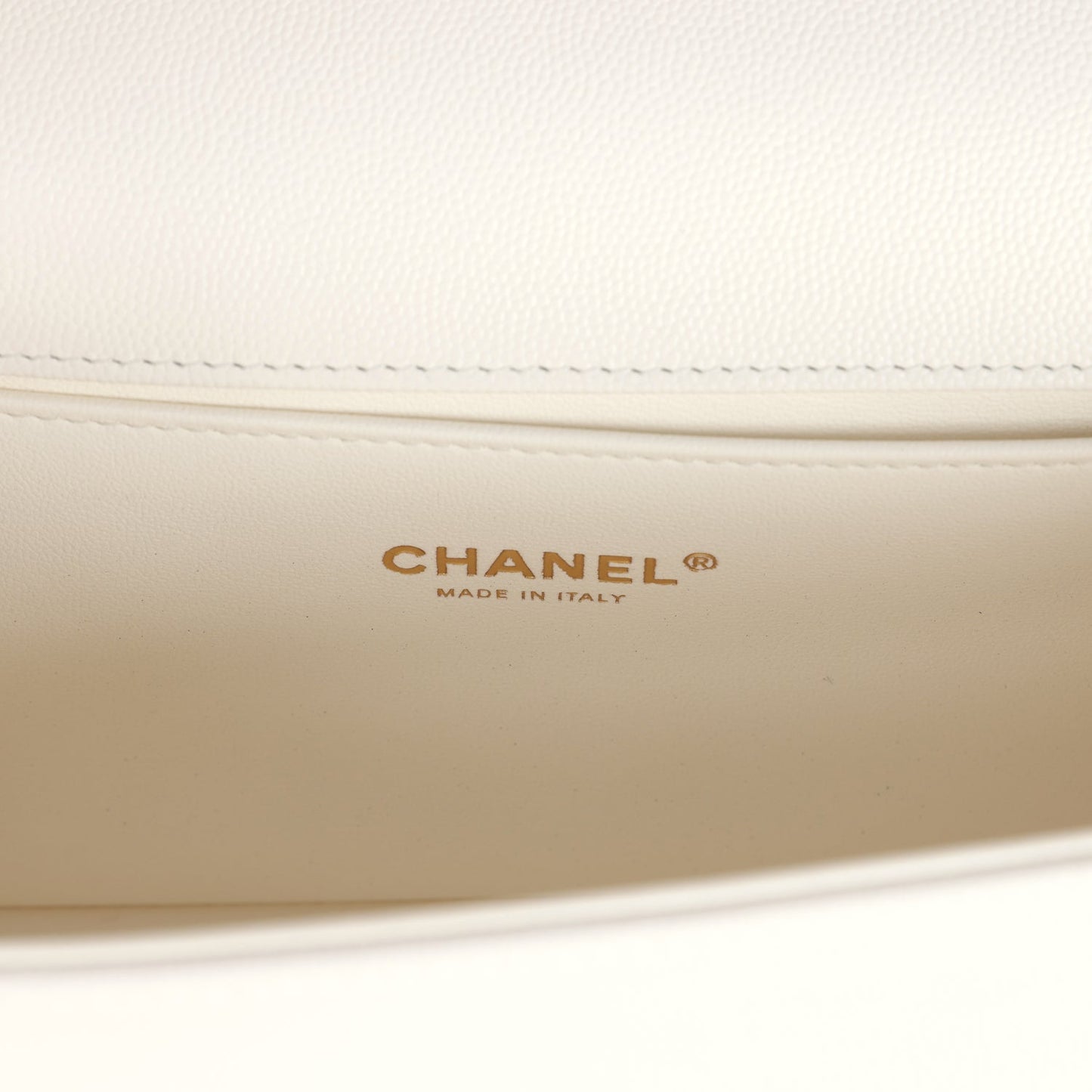 Chanel Medium Boy Bag White Caviar Light Gold Hardware