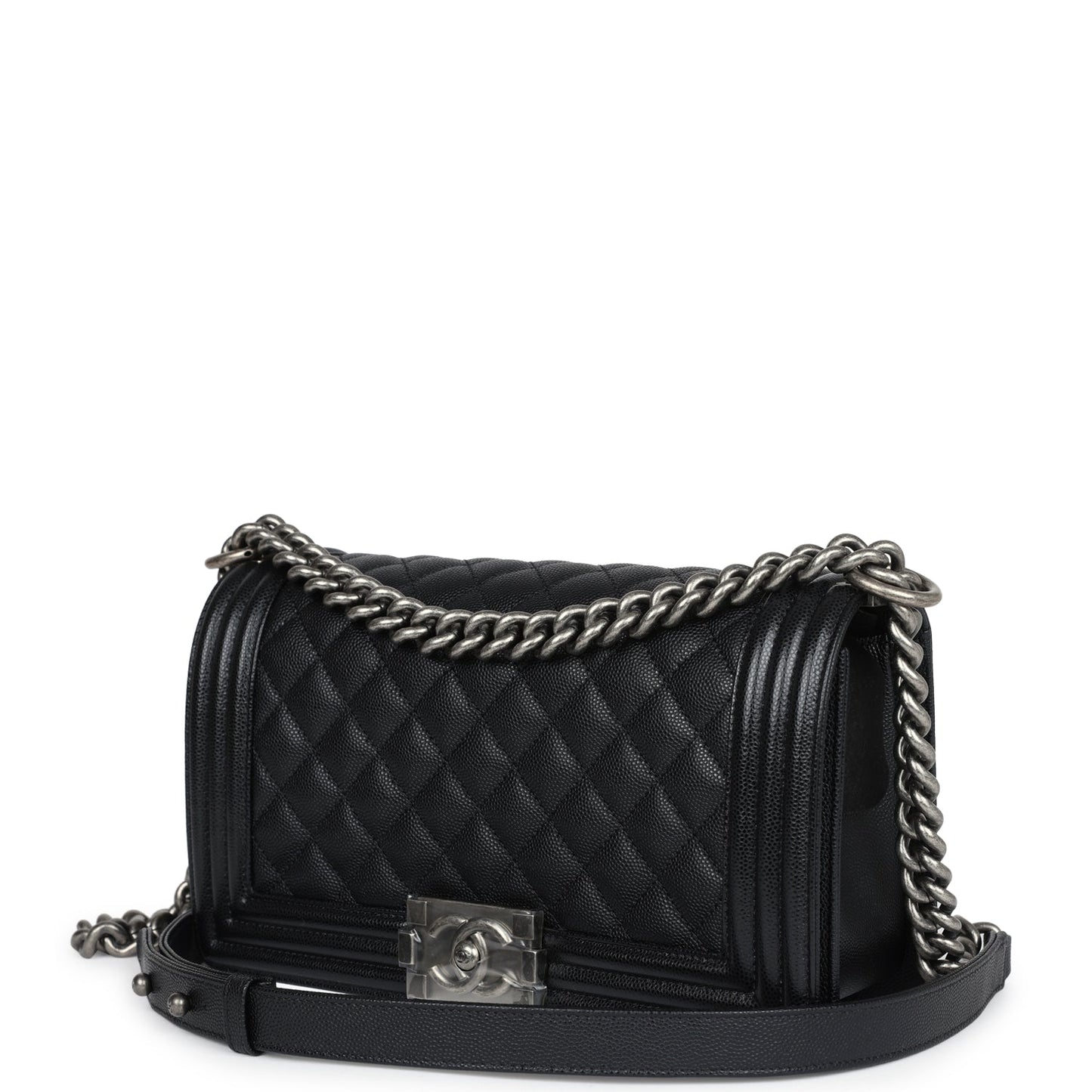Chanel Medium Boy Bag Black Caviar Ruthenium Hardware