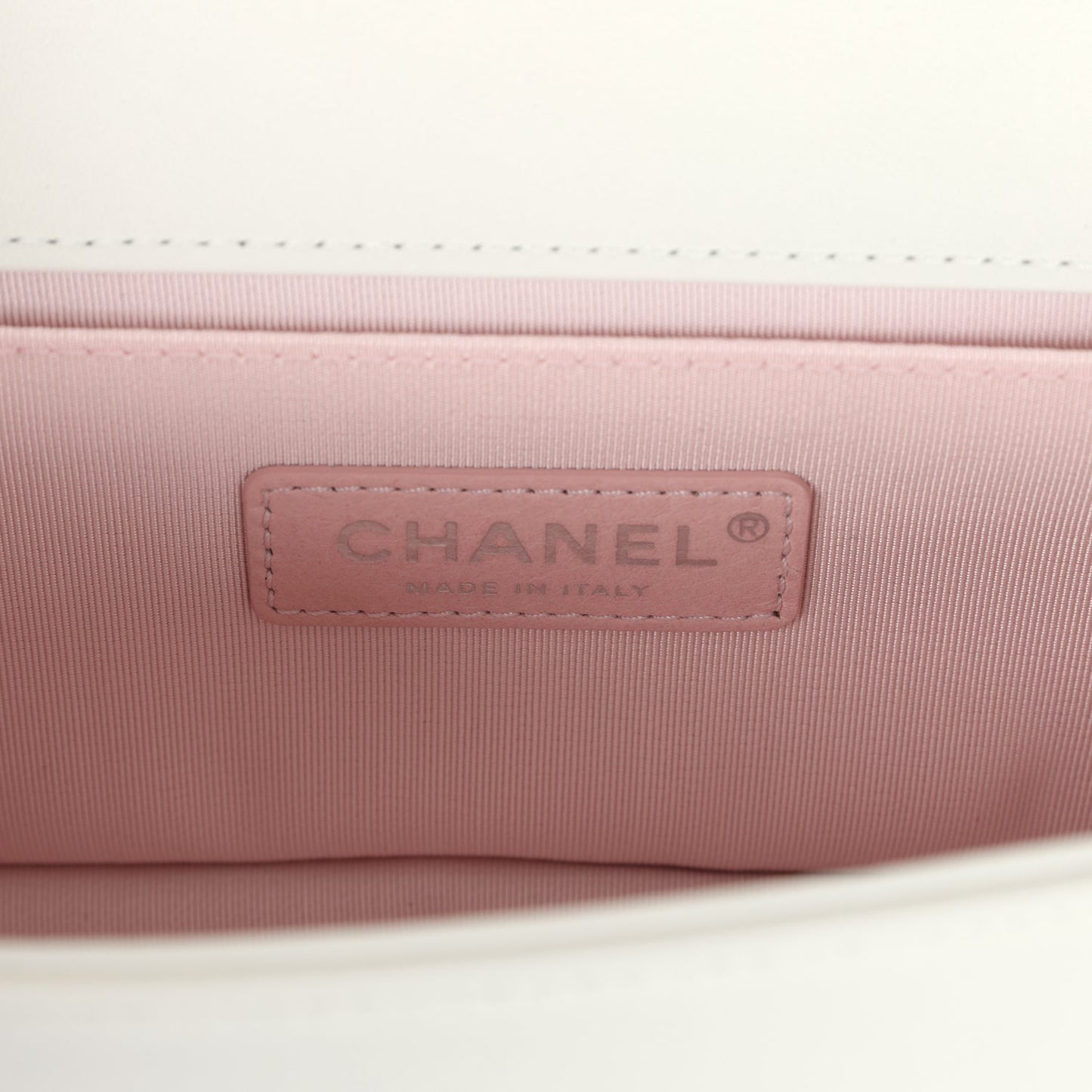 Chanel Small Pearl Boy Bag White Calfskin Silver Hardware