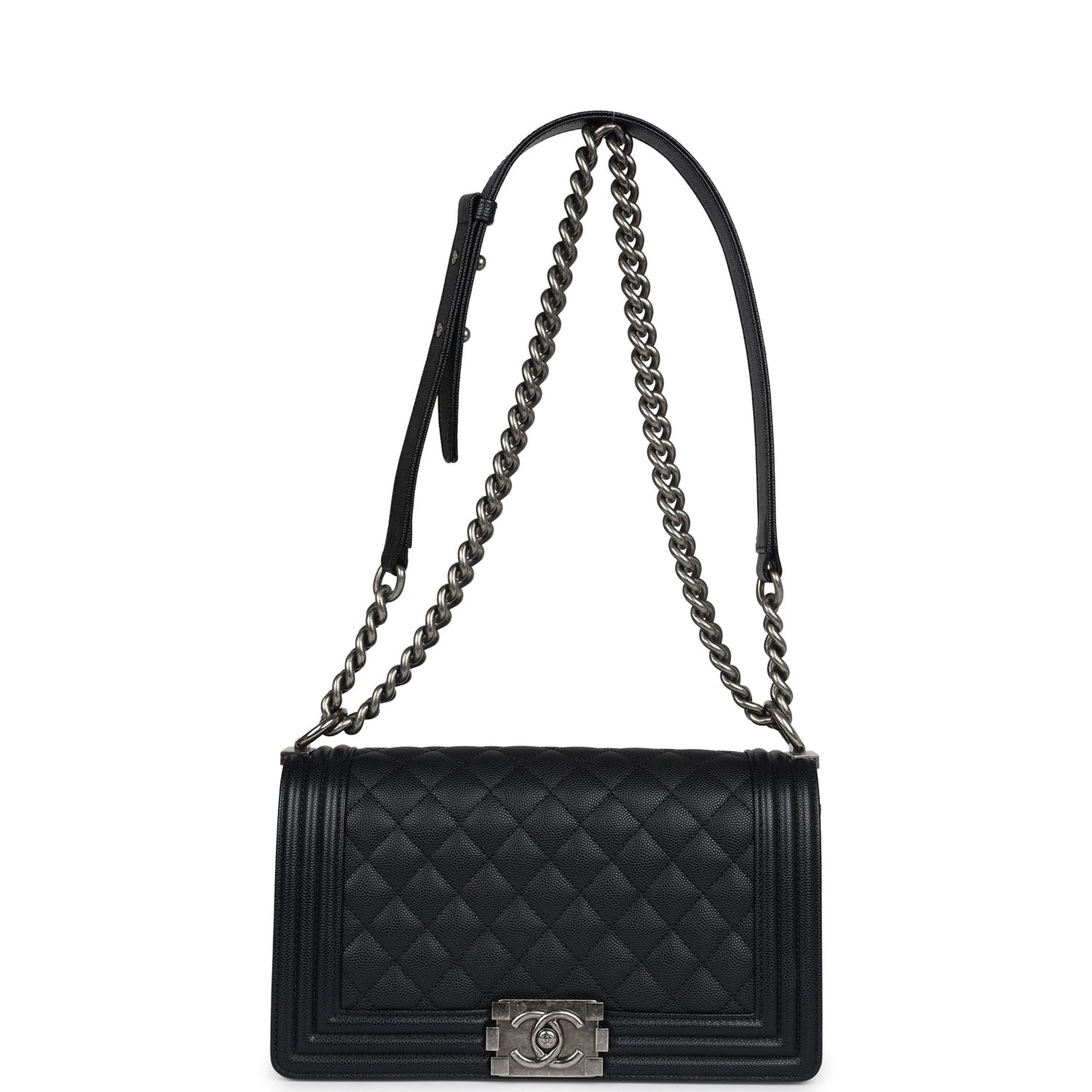 Chanel Medium Boy Bag Black Caviar Aged Ruthenium Hardware