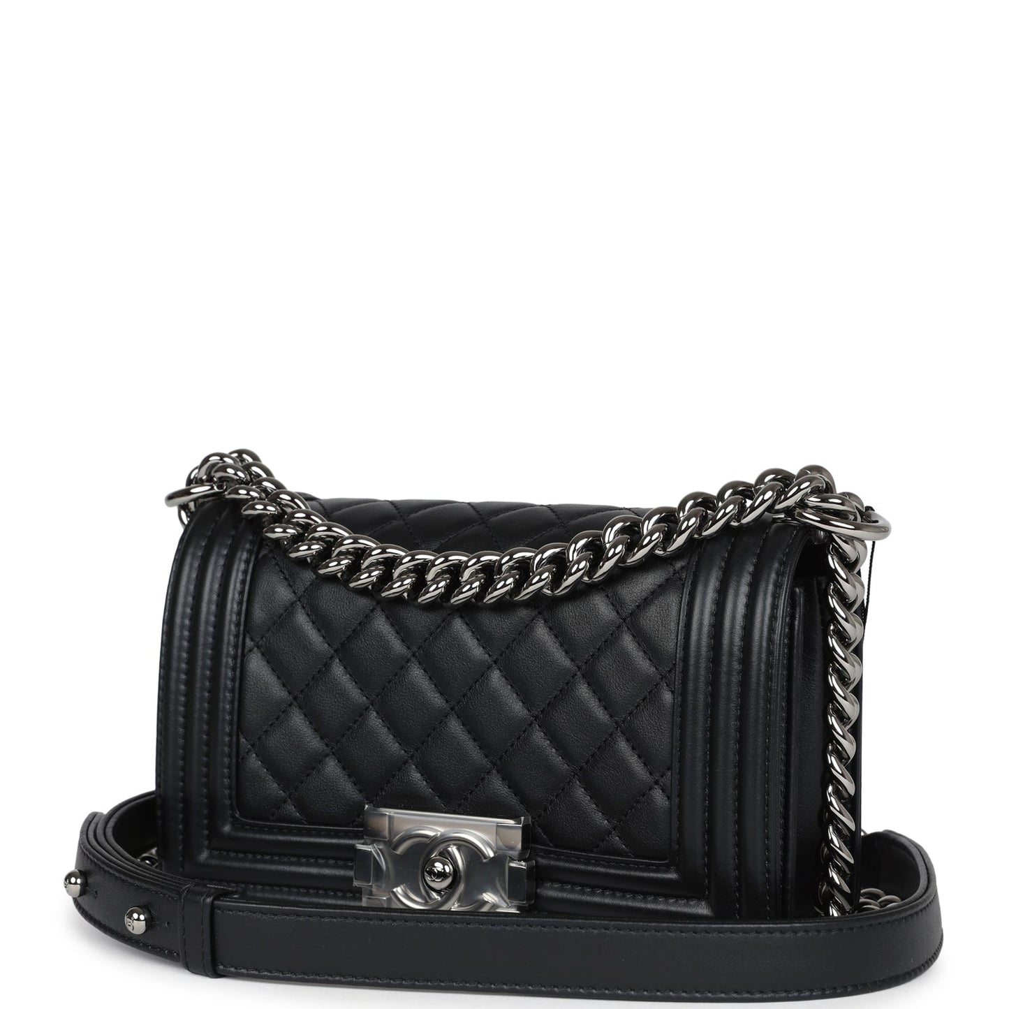 Chanel Small Boy Bag Black Lambskin Ruthenium Hardware