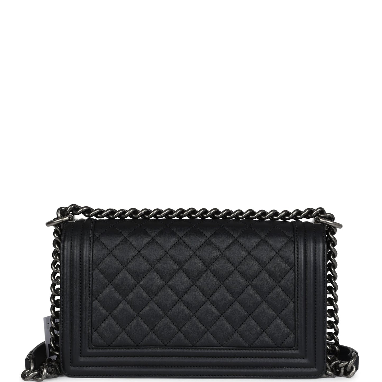 Chanel Medium Boy Bag Black Calfskin Aged Ruthenium Hardware