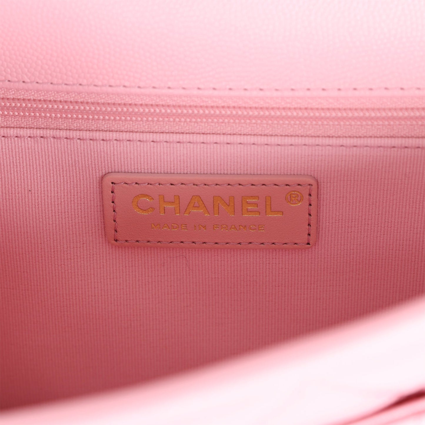 Chanel School Memory Top Handle Flap Bag Pink Caviar Antique Gold Hardware