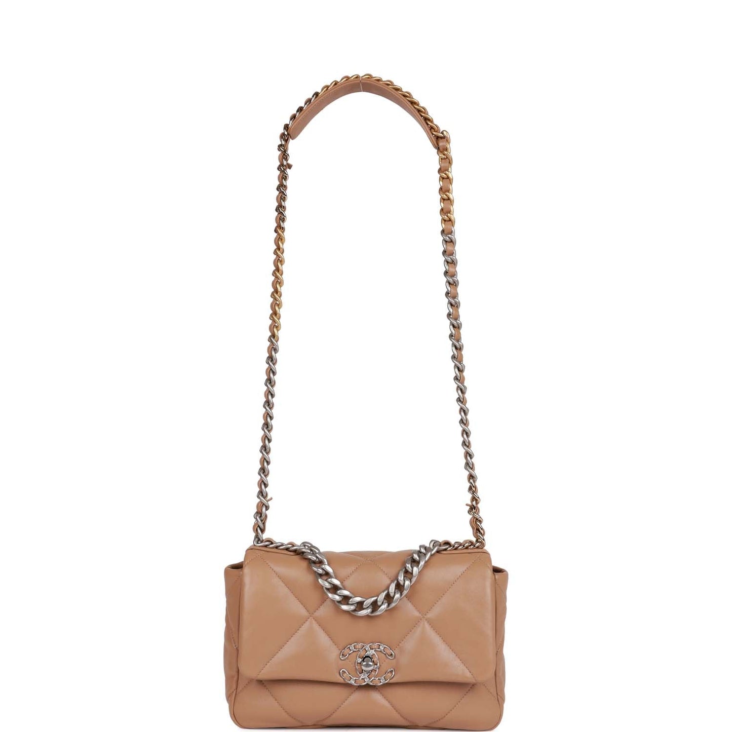 Chanel Medium 19 Flap Bag Dark Beige Calfskin Mixed Hardware
