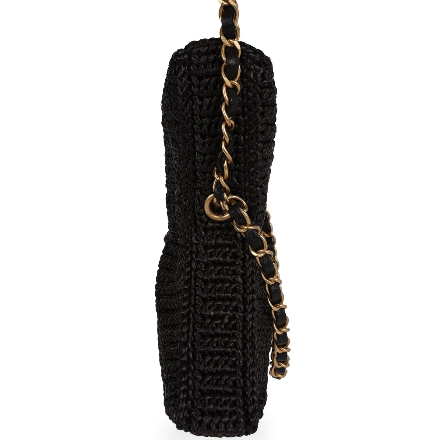 Chanel Star Coco Beach Bag Black Raffia Aged Gold Hardware