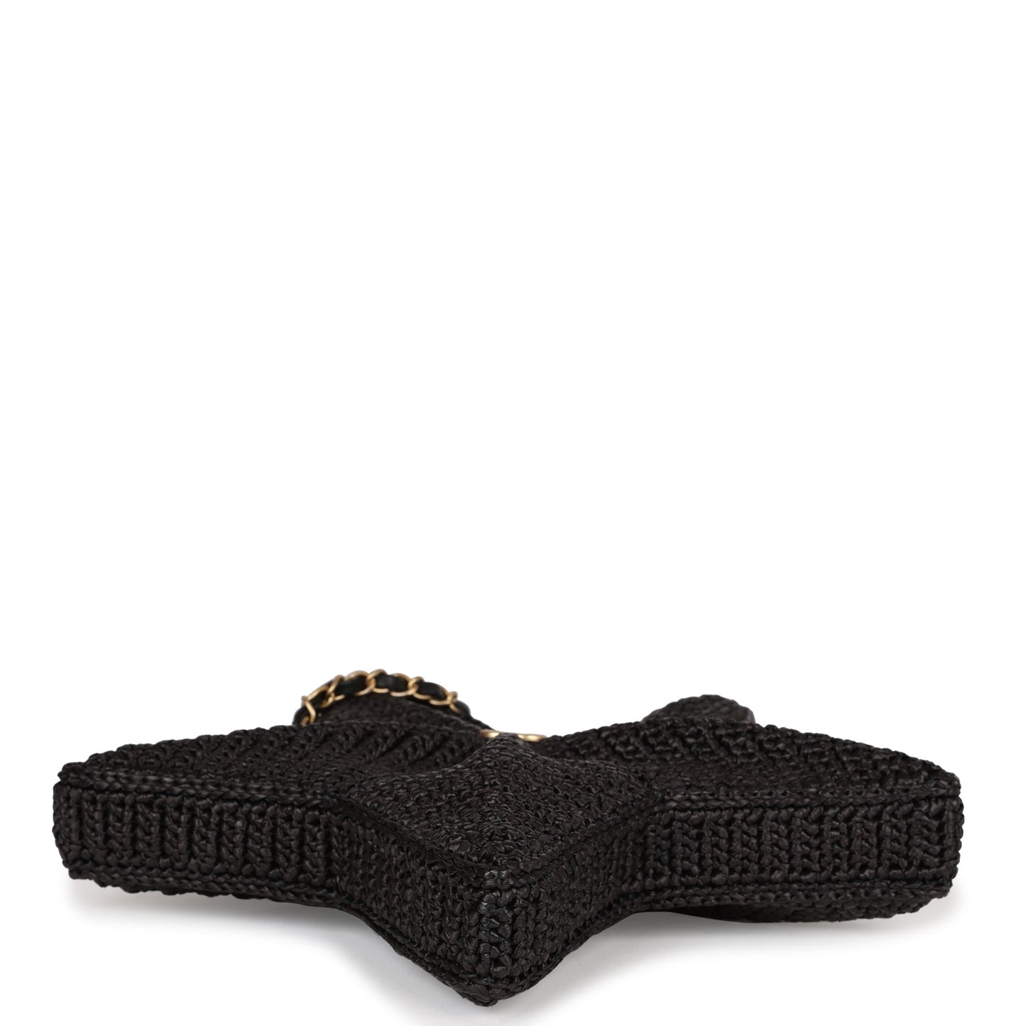 Chanel Star Coco Beach Bag Black Raffia Aged Gold Hardware