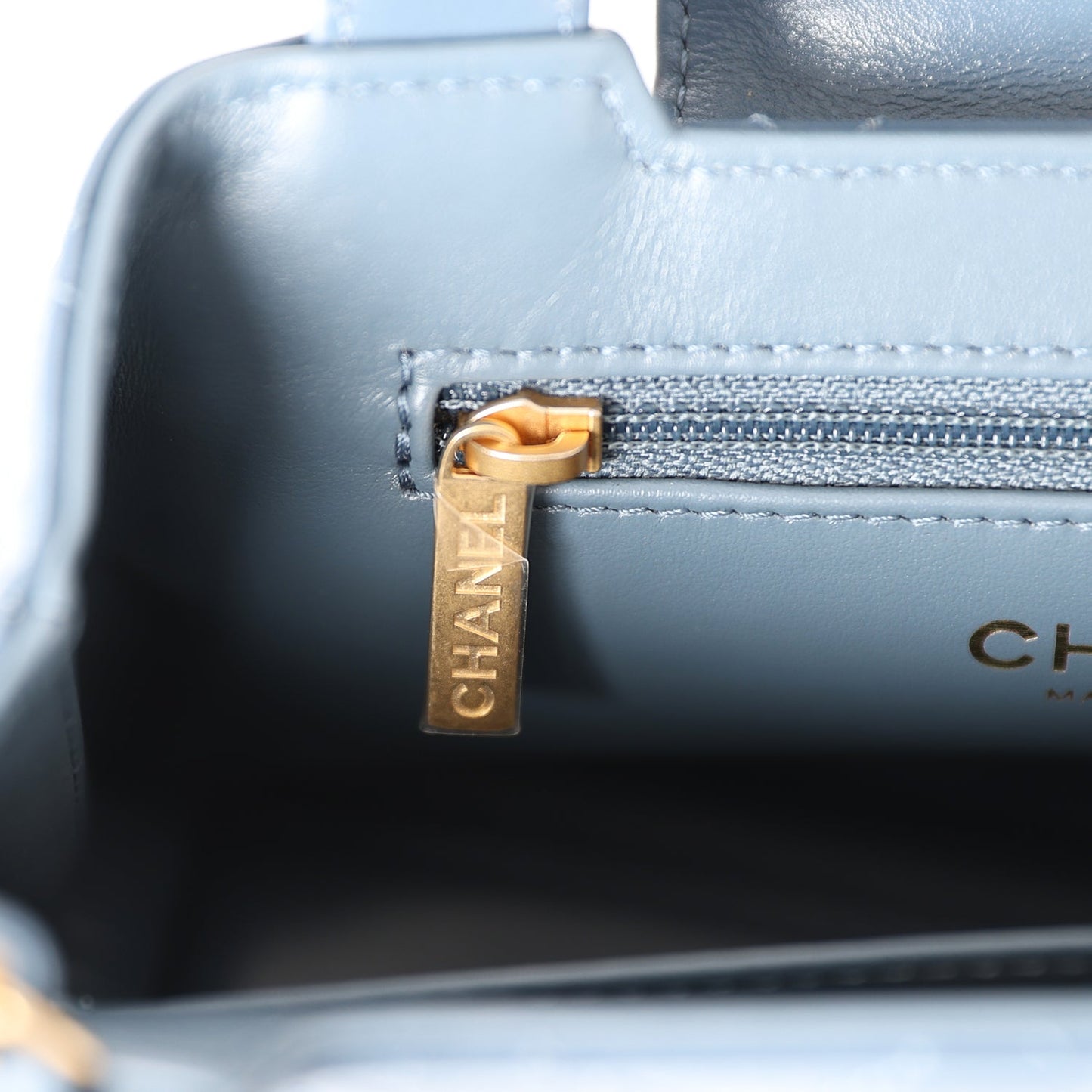 Chanel Small Kelly Shopper Blue Shiny Aged Calfskin Brushed Gold Hardware