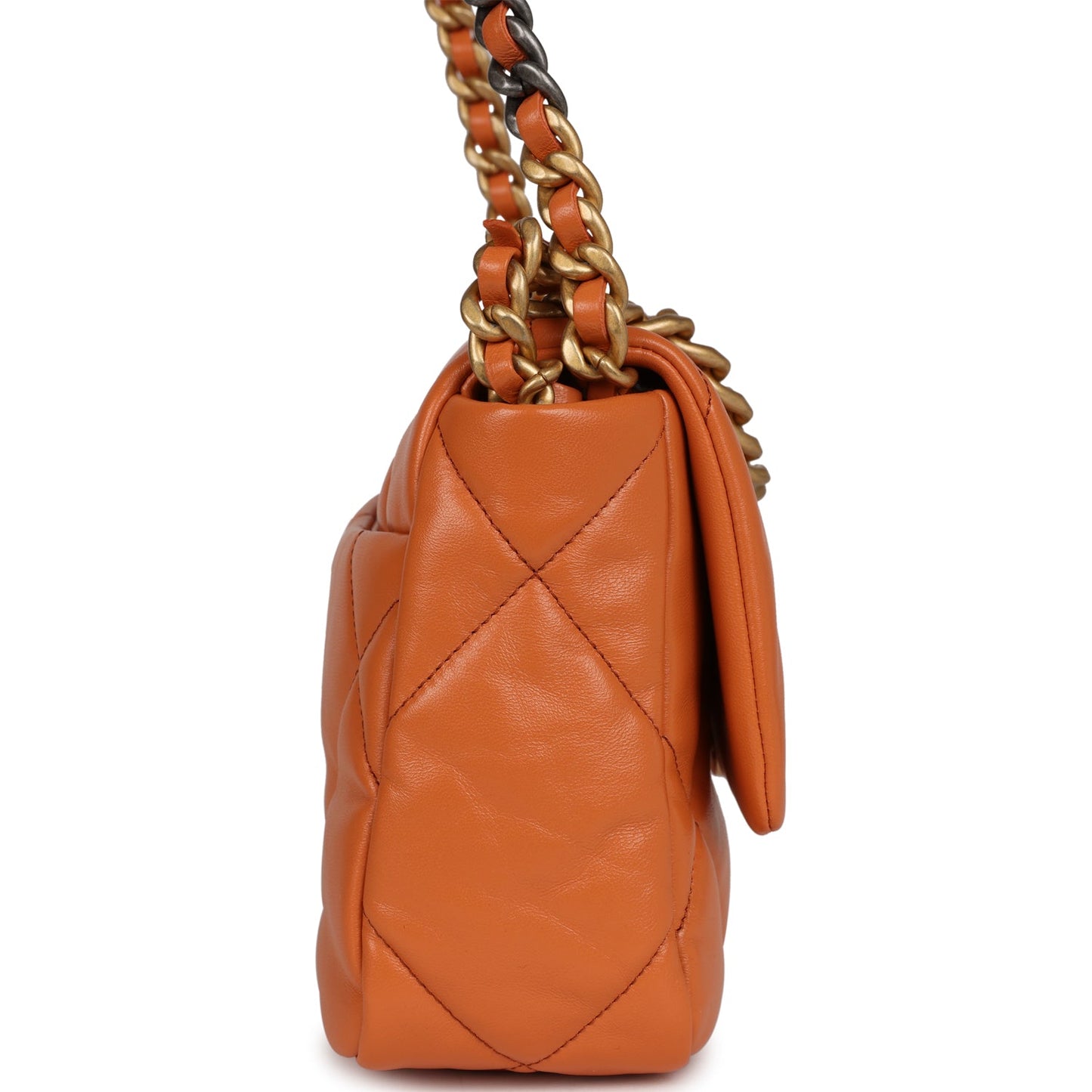 Chanel Medium 19 Flap Orange Lambskin Mixed Metal Hardware