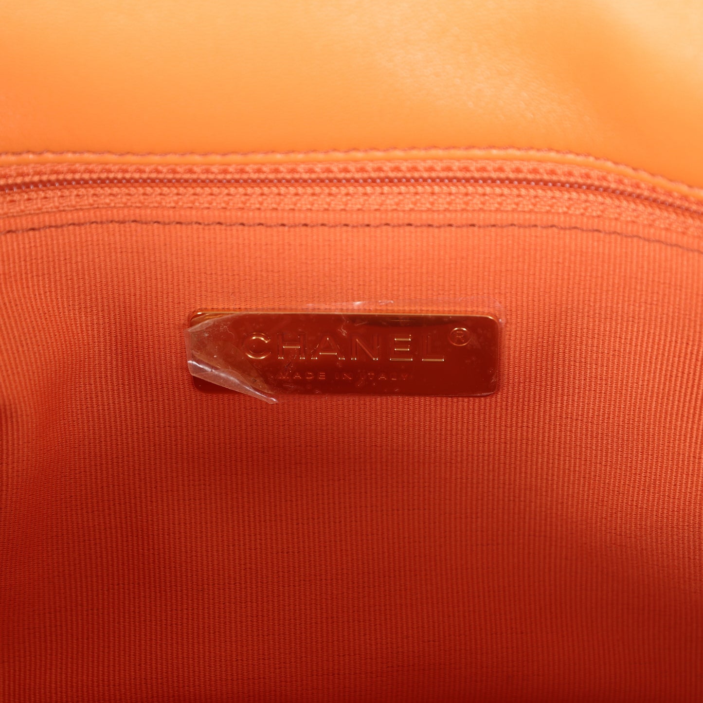Chanel Medium 19 Flap Orange Lambskin Mixed Metal Hardware