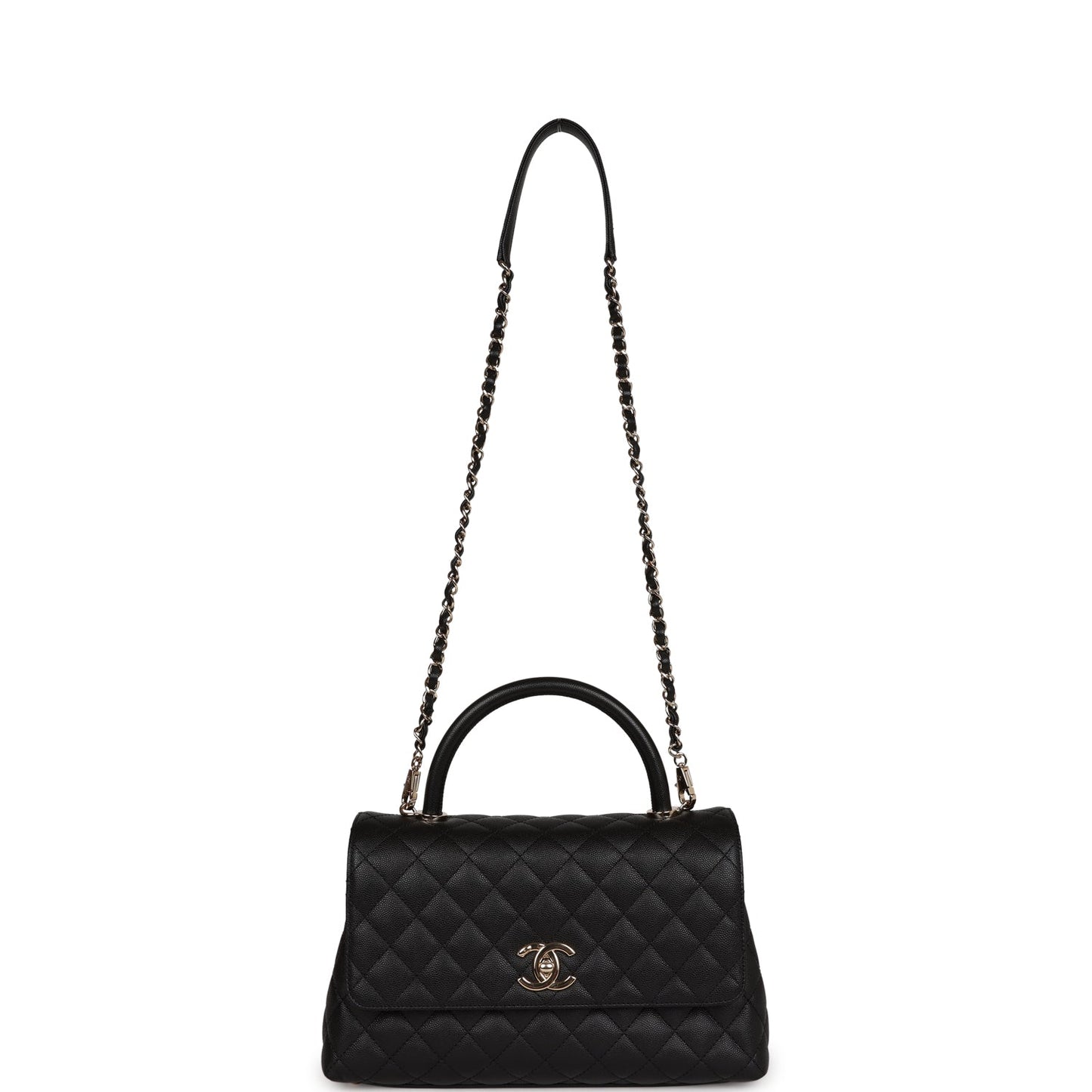 Chanel Small Coco Handle Flap Bag Black Caviar Gold Hardware