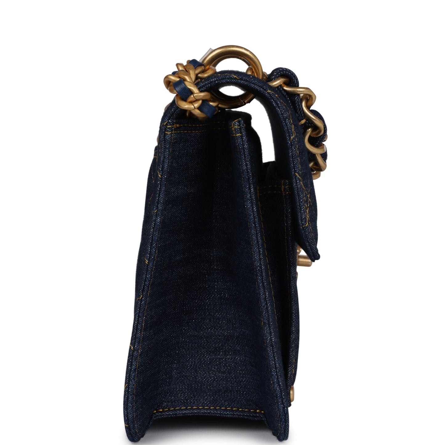 Chanel Square Flap Blue Denim Antique Gold Hardware