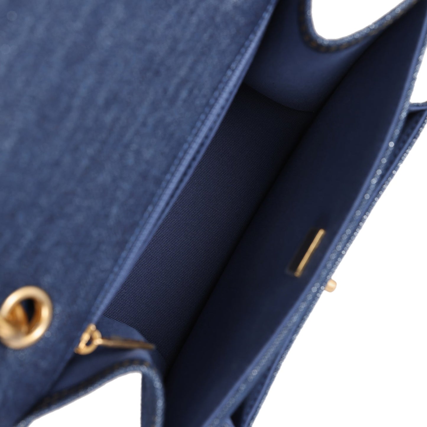 Chanel Square Flap Blue Denim Antique Gold Hardware
