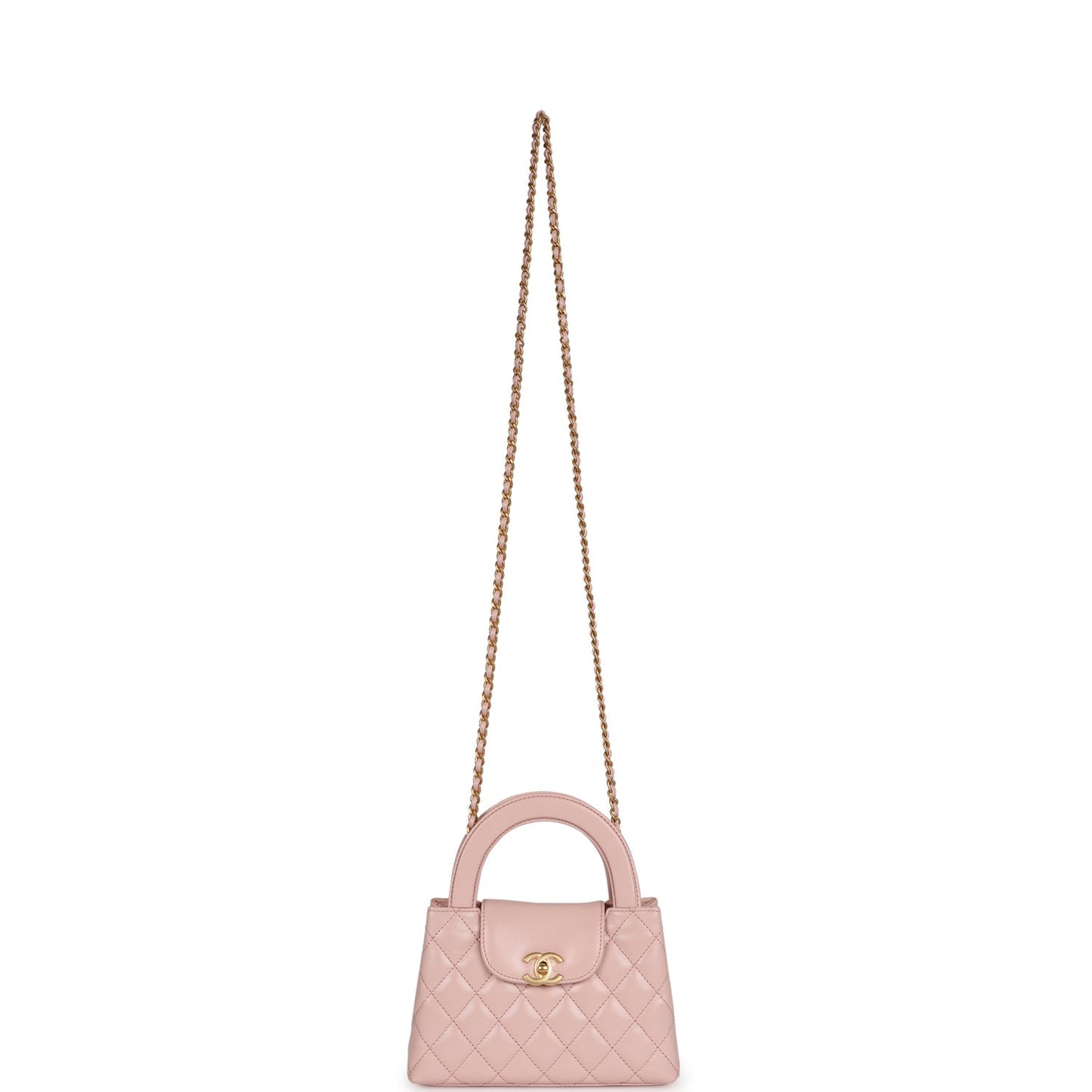 Chanel Small Kelly Shopper Light Pink Shiny Aged Calfskin Brushed Gold Hardware