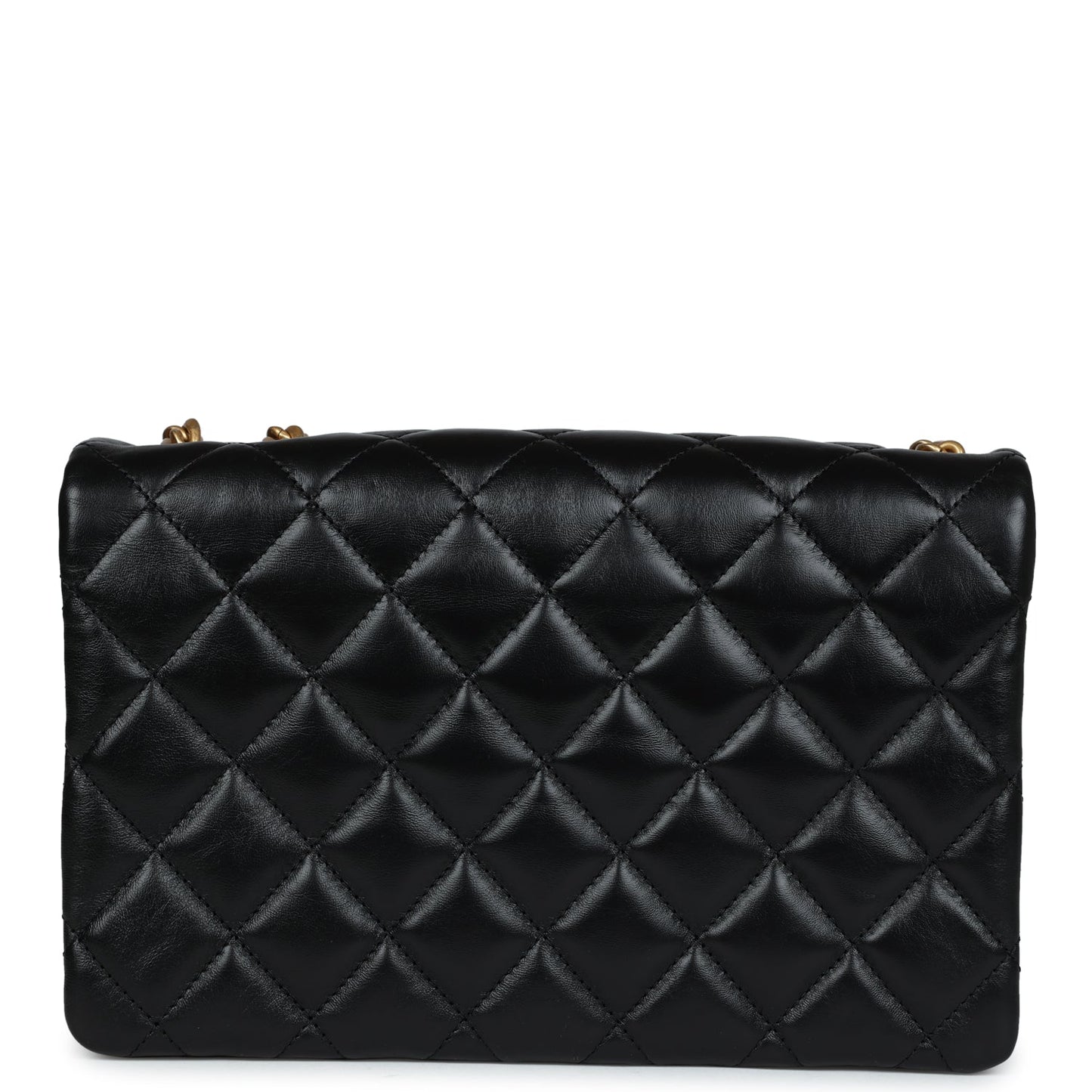 Chanel Small Crush Flap Bag Black Shiny Aged Calfskin Brushed Gold Hardware