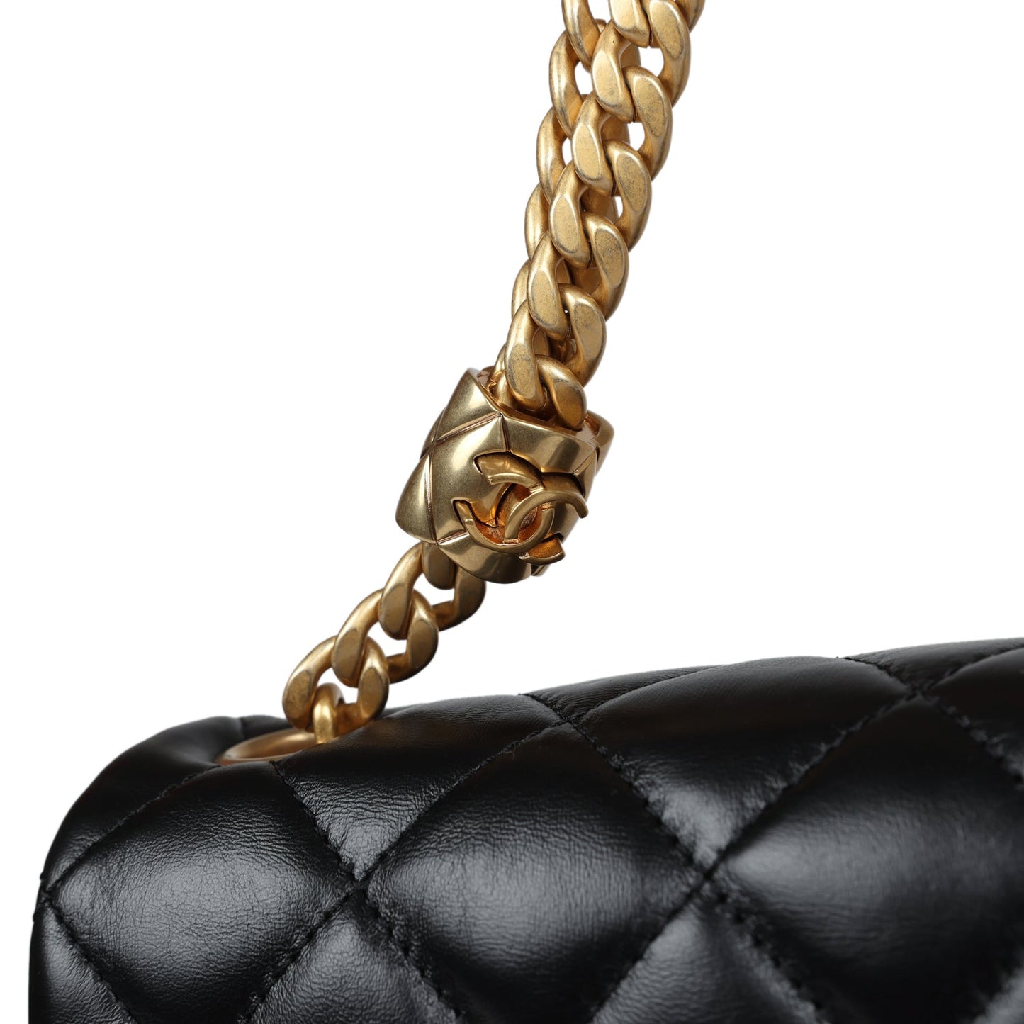 Chanel Small Crush Flap Bag Black Shiny Aged Calfskin Brushed Gold Hardware