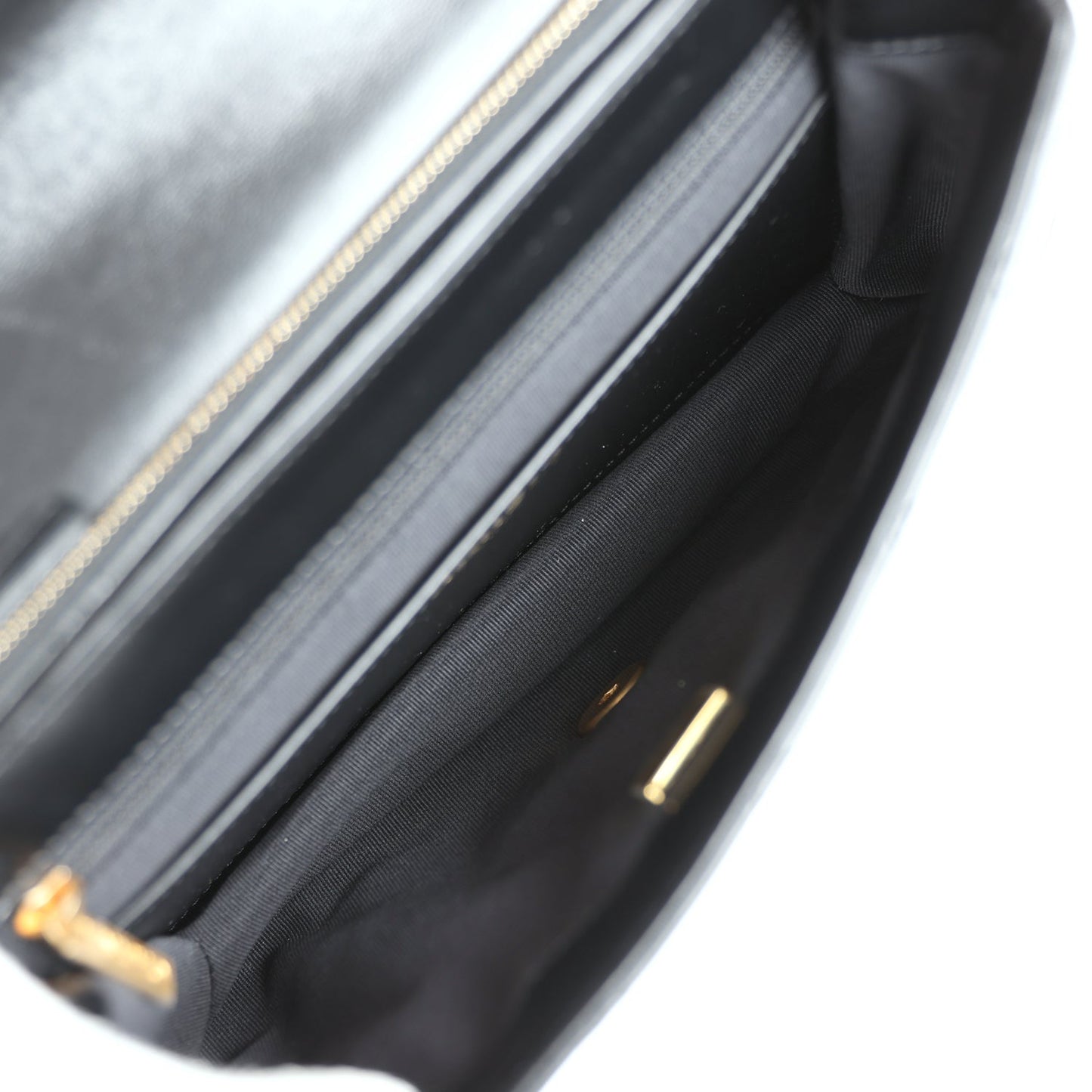 Chanel Small Crush Flap Bag Black Shiny Aged Calfskin Brushed Gold Hardware