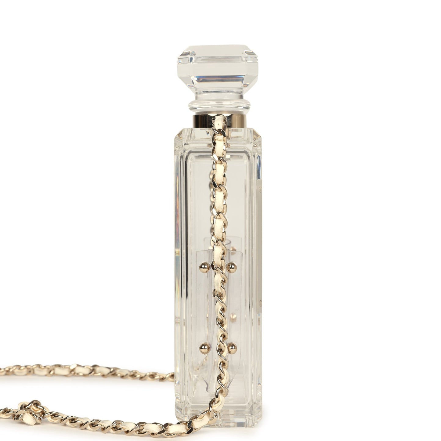 Chanel Minaudiere No. 5 Perfume Clutch Transparent Plexiglass Light Gold Hardware