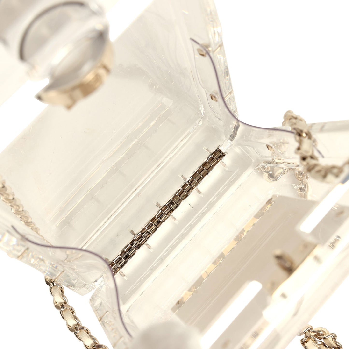 Chanel Minaudiere No. 5 Perfume Clutch Transparent Plexiglass Light Gold Hardware