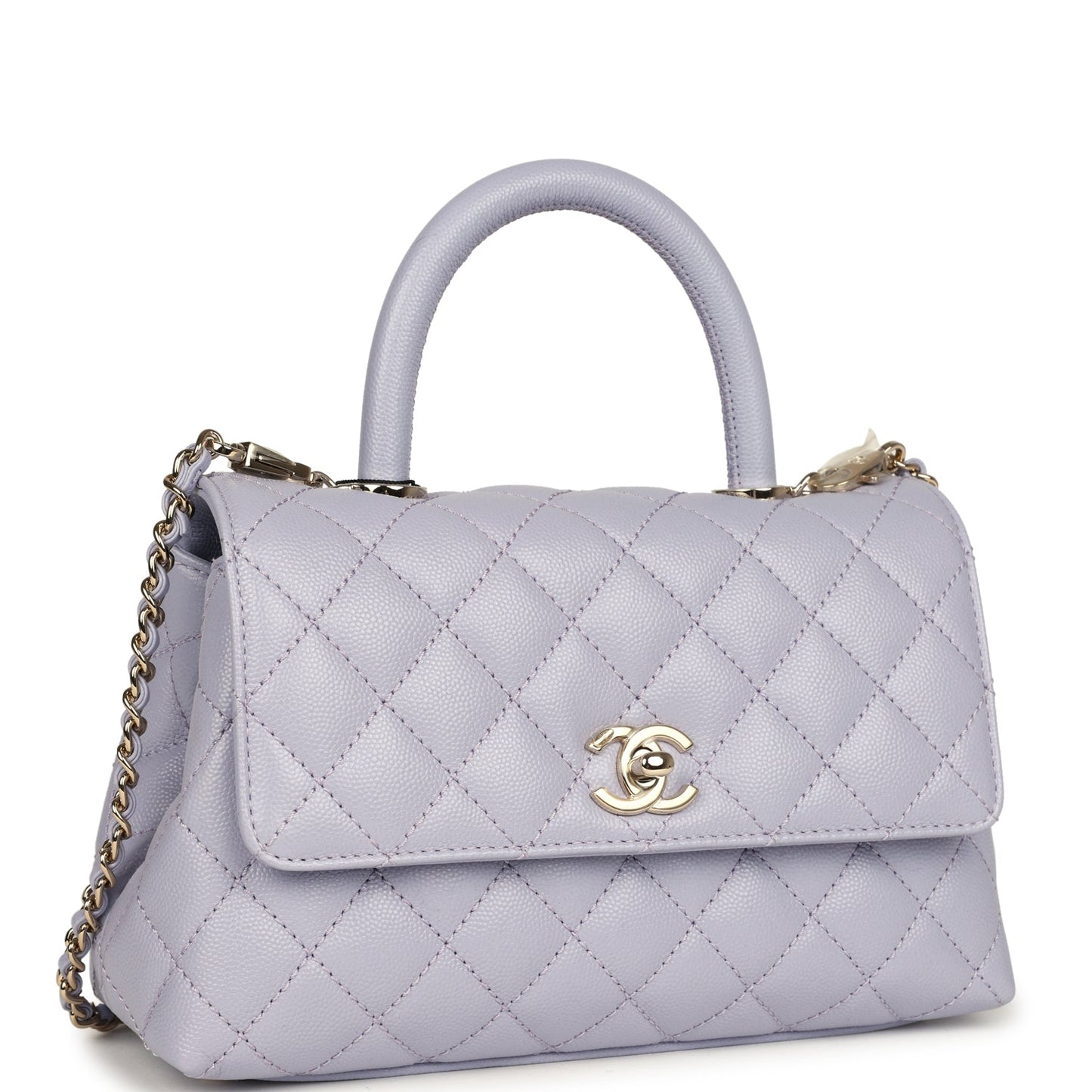 Chanel Small Coco Handle Flap Bag Light Purple Caviar Light Gold Hardware