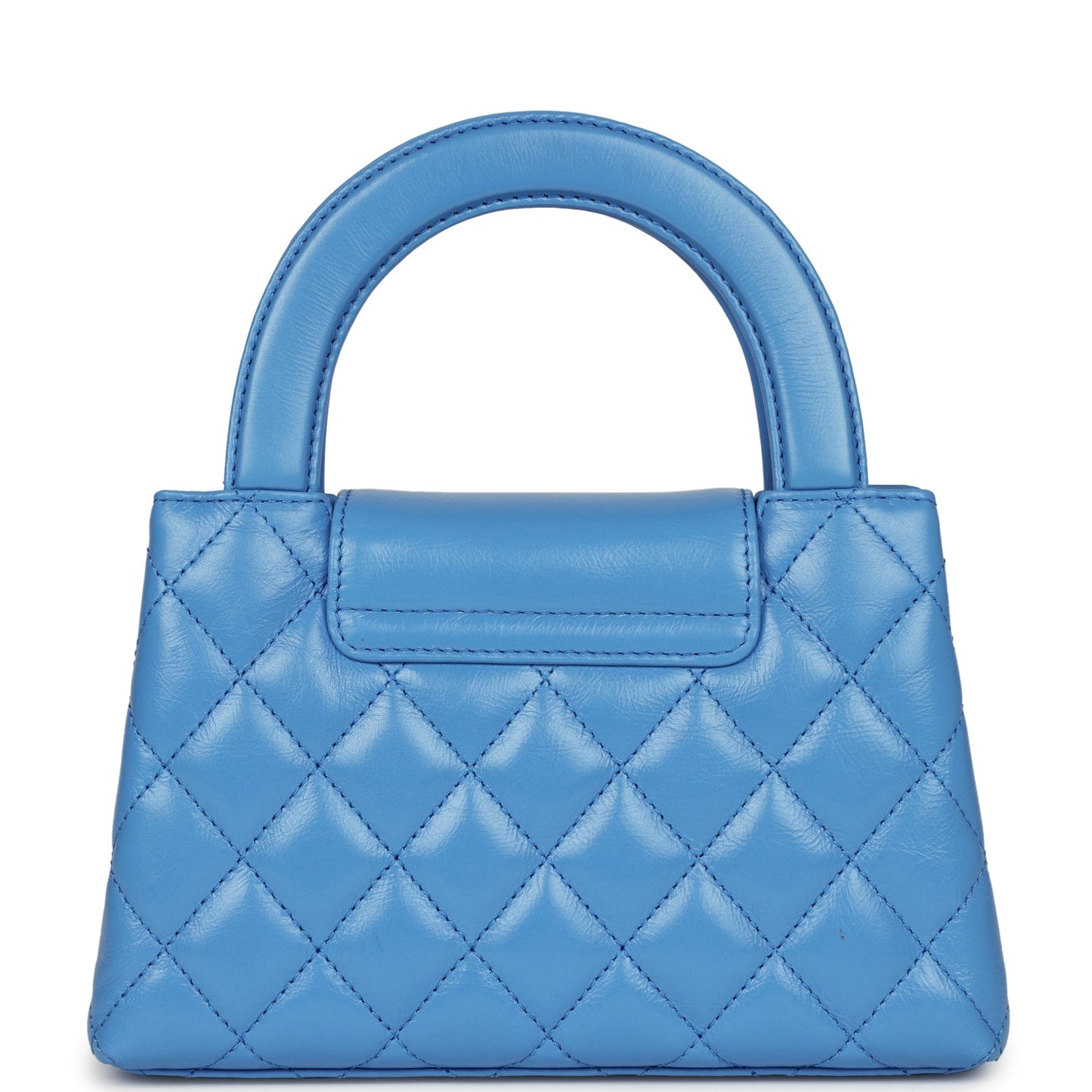 Chanel Small Kelly Shopper Blue Shiny Aged Calfskin Brushed Gold Hardware