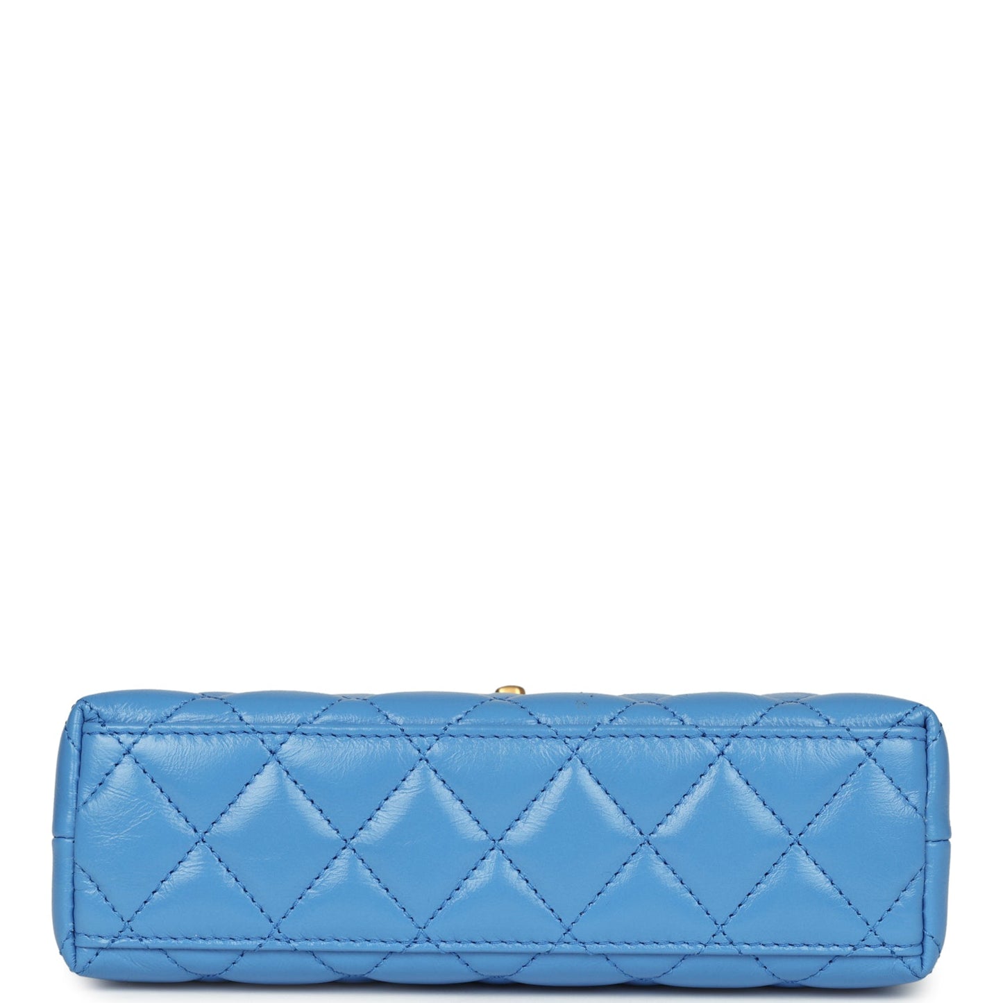 Chanel Small Kelly Shopper Blue Shiny Aged Calfskin Brushed Gold Hardware