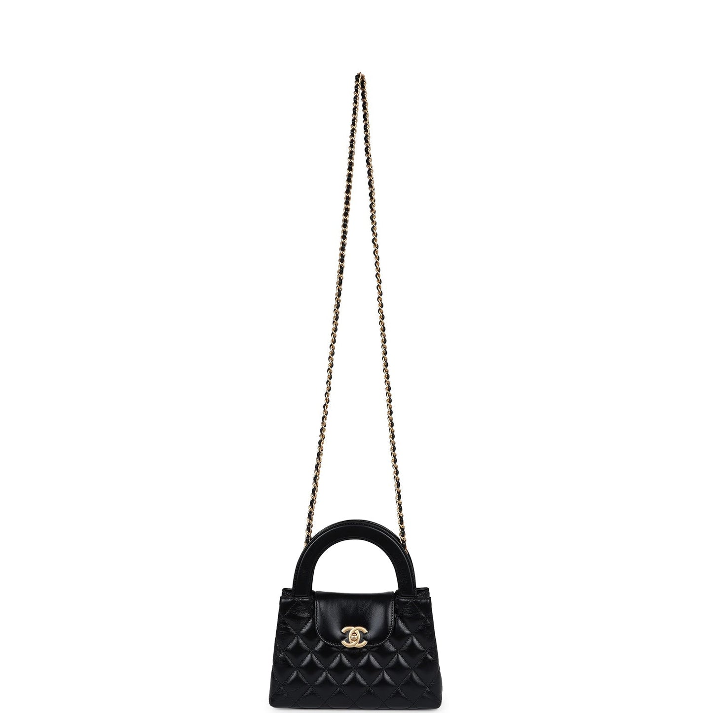 Chanel Small Kelly Shopper Black Shiny Aged Calfskin Brushed Gold Hardware