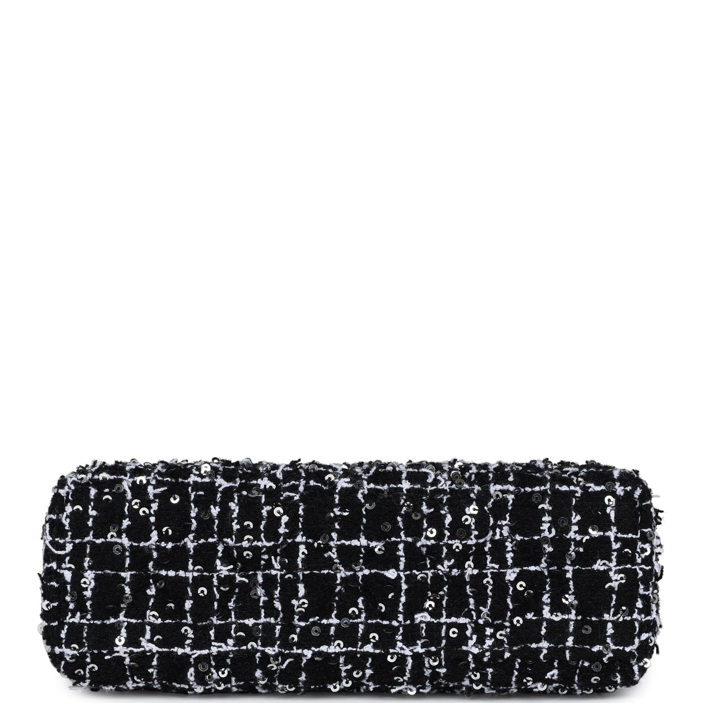Chanel Small Kelly Shopper Black, White & Silver Sequin Tweed Brushed Gold Hardware