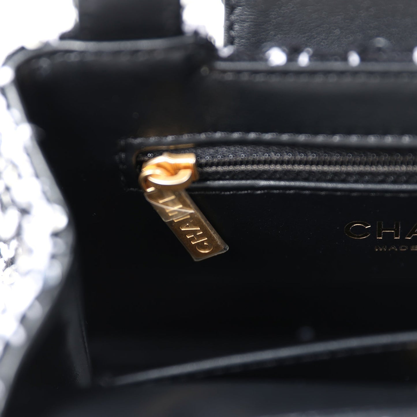 Chanel Small Kelly Shopper Black, White & Silver Sequin Tweed Brushed Gold Hardware