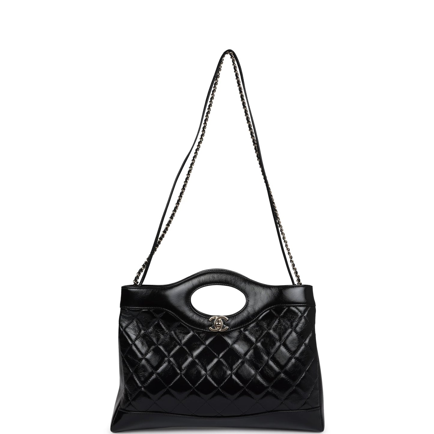 Chanel Large 31 Shopper Black Shiny Lambskin Light Gold Hardware