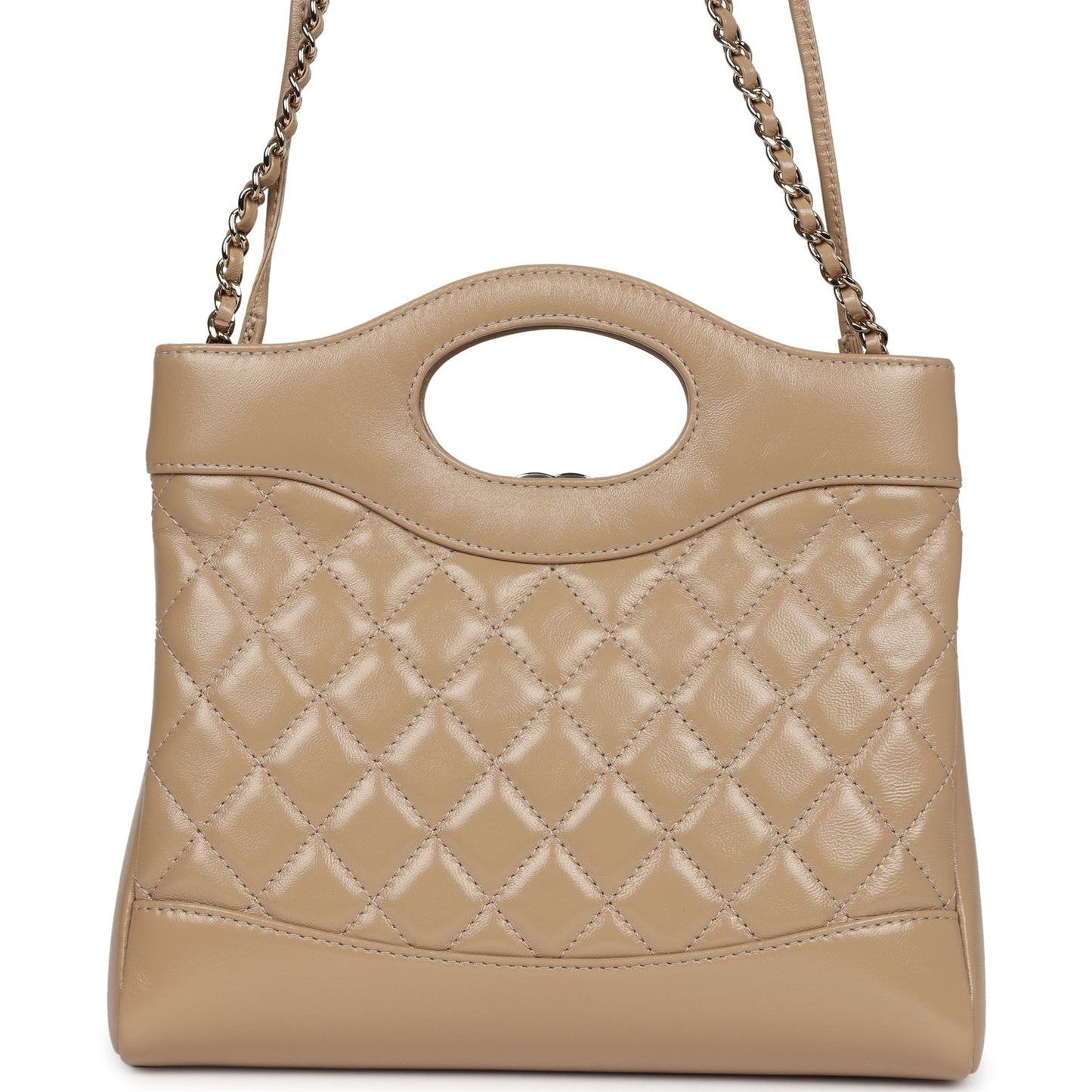 Chanel Small 31 Shopper Dark Beige Lambskin Light Gold Hardware