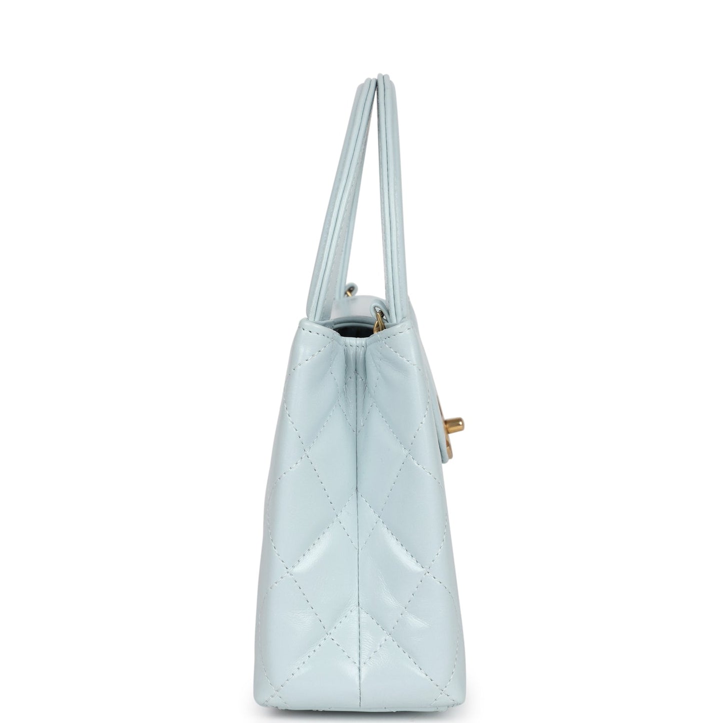 Chanel Small Kelly Shopper Light Blue Shiny Aged Calfskin Brushed Gold Hardware