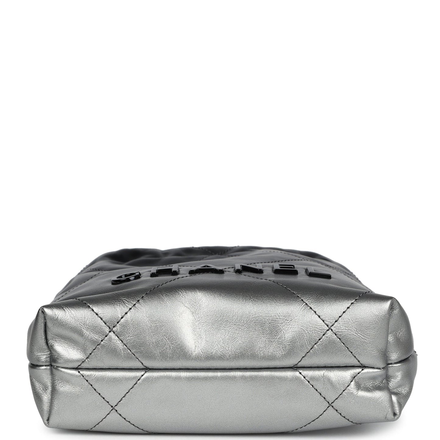 Chanel Mini 22 Bag Black and Silver Ombre Metallic Calfskin Lacquered Metal Hardware