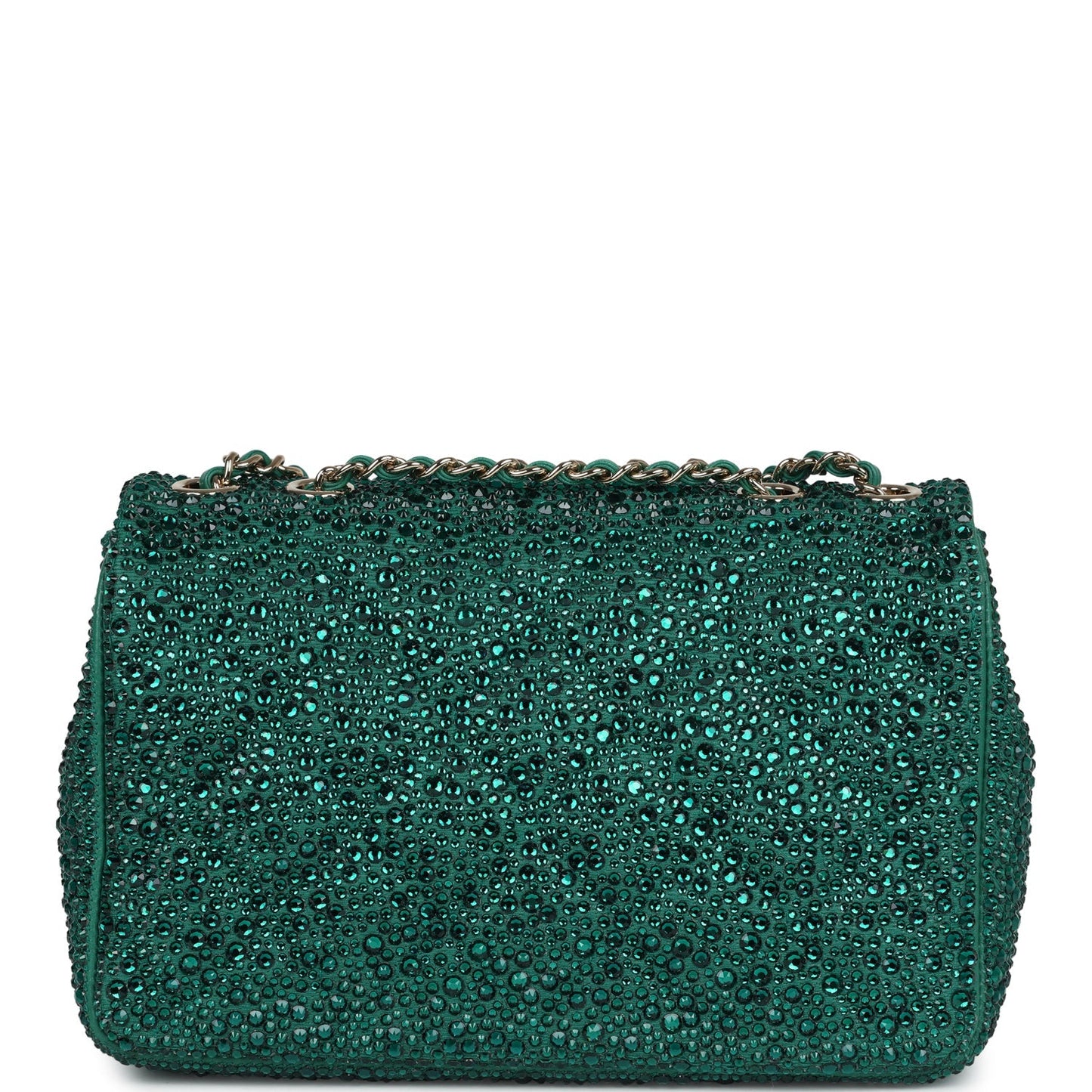 Chanel Mini Flap Bag Green Swarovski Crystal and Green Lambskin Silver Hardware