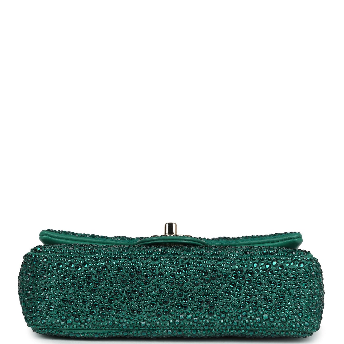 Chanel Mini Flap Bag Green Swarovski Crystal and Green Lambskin Silver Hardware