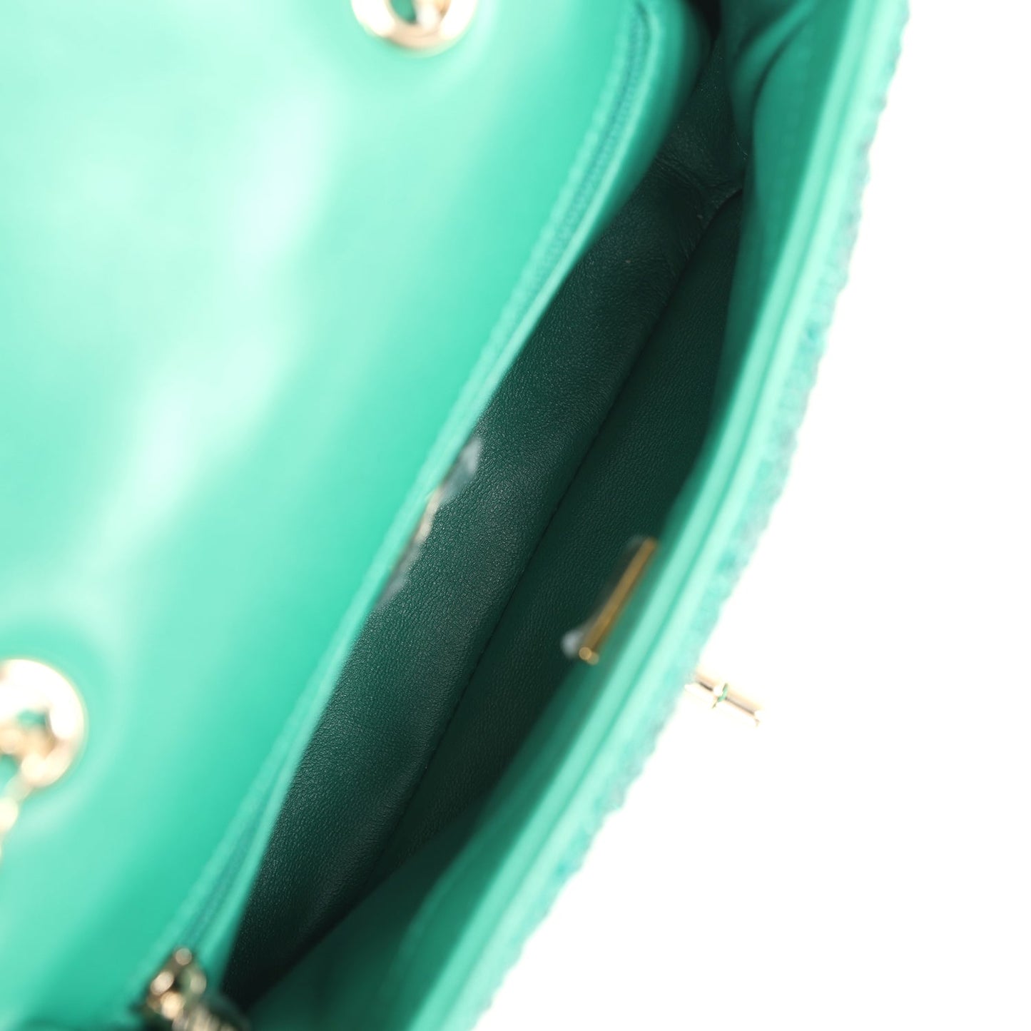 Chanel Mini Flap Bag Green Swarovski Crystal and Green Lambskin Silver Hardware
