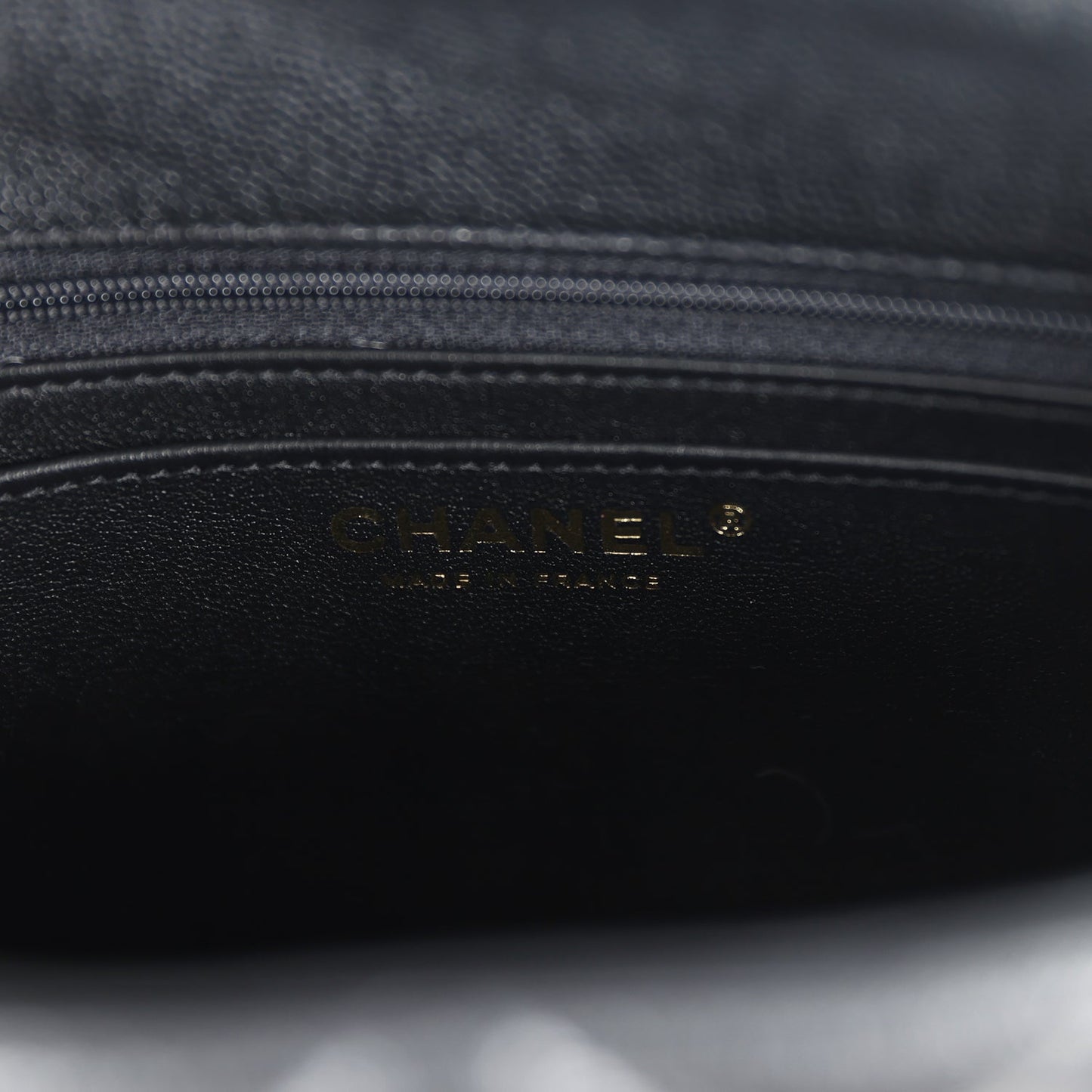 Chanel Small Square Top Handle Flap Bag Black Caviar Light Gold Hardware