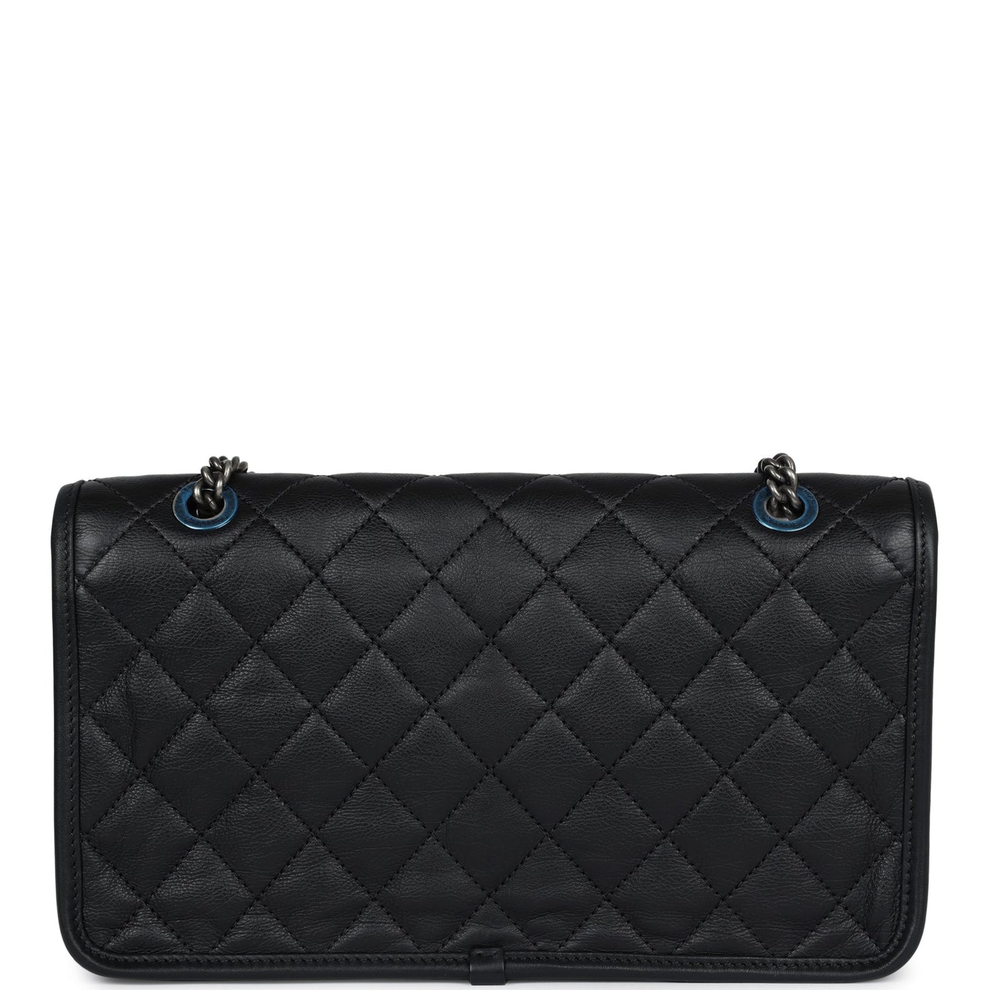 Chanel French Riviera Flap Bag Black Calfskin Aged Ruthenium Hardware