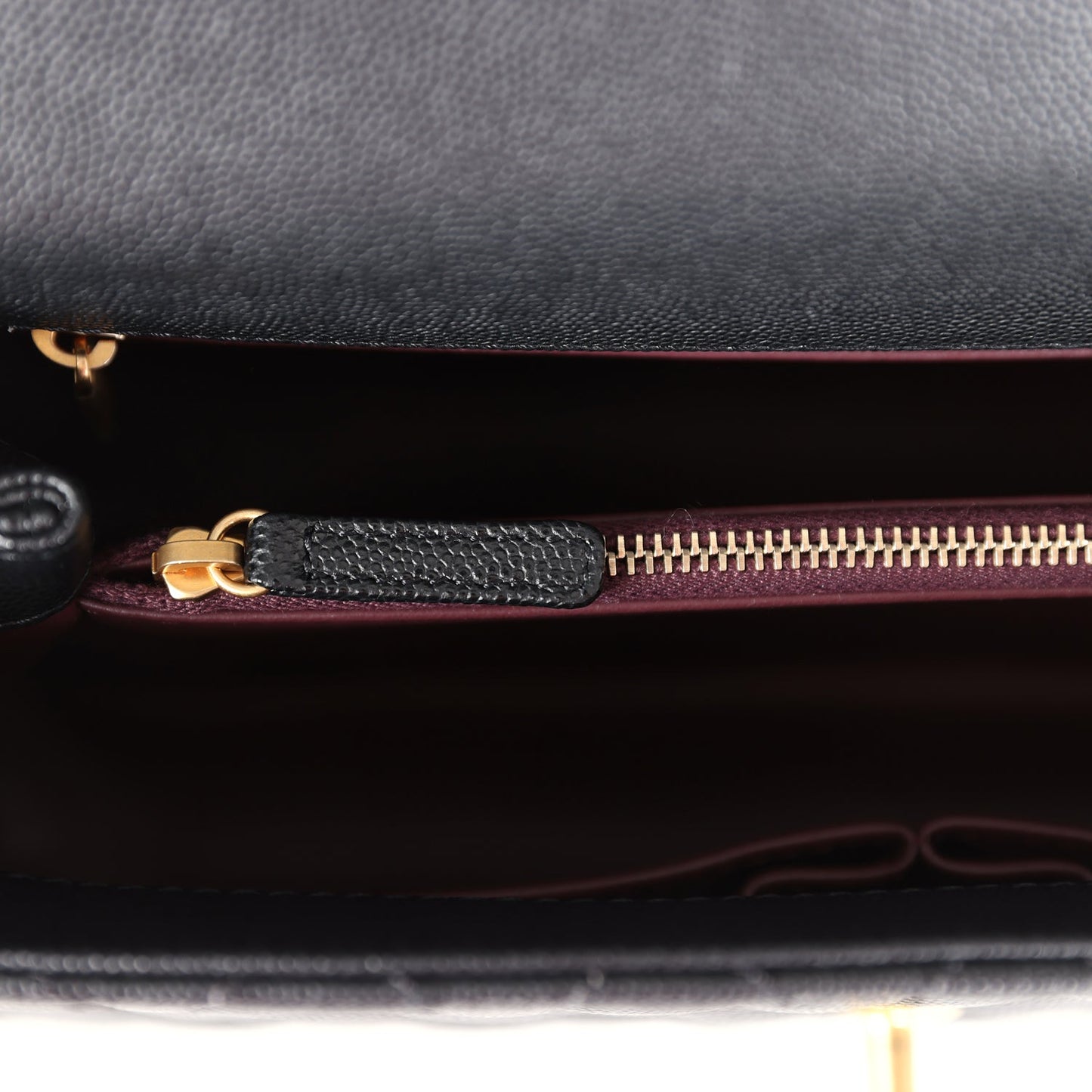 Chanel Medium Coco Top Handle Black Chevron Caviar Brushed Gold Hardware