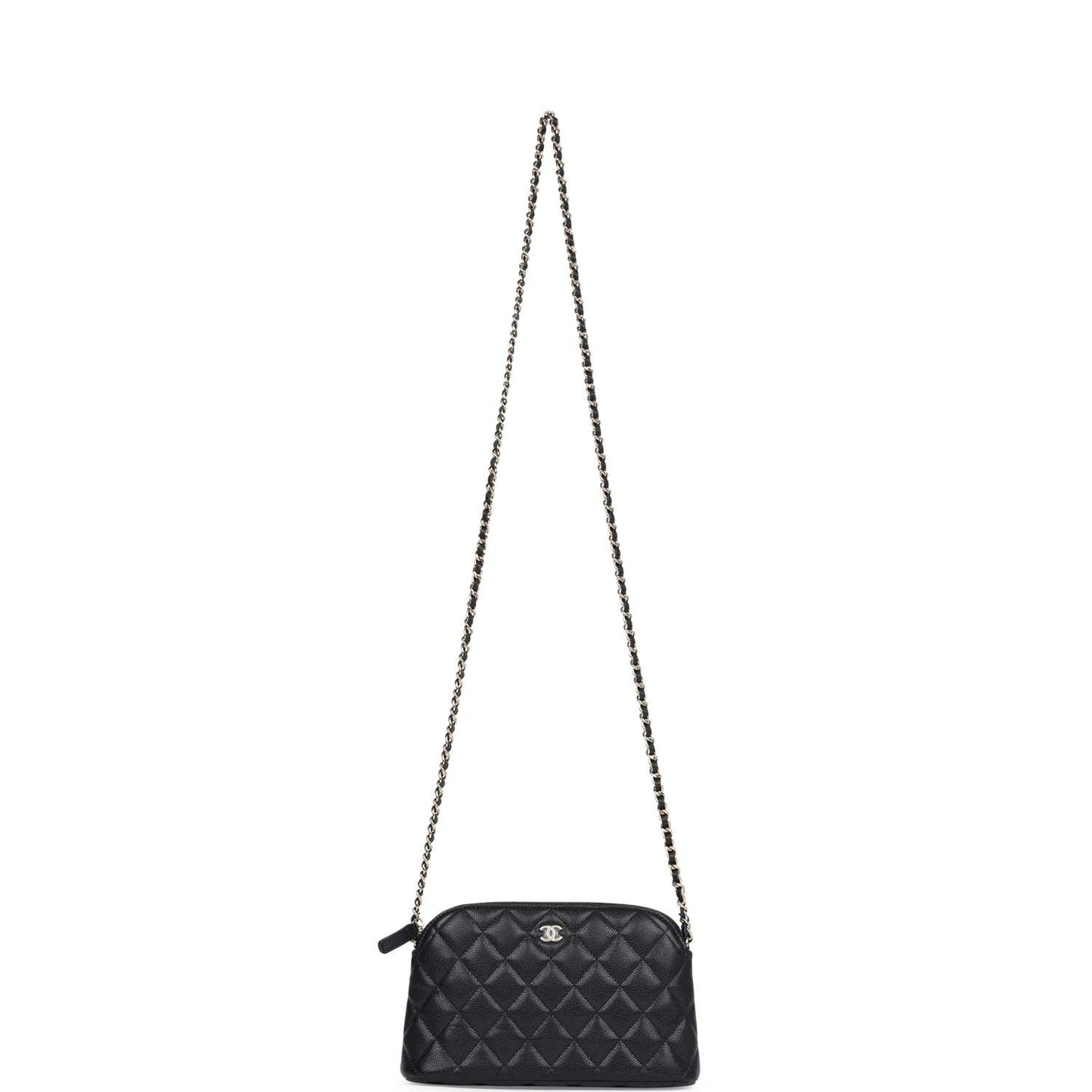 Chanel Small Clutch with Chain Crossbody Bag Black Caviar Light Gold Hardware