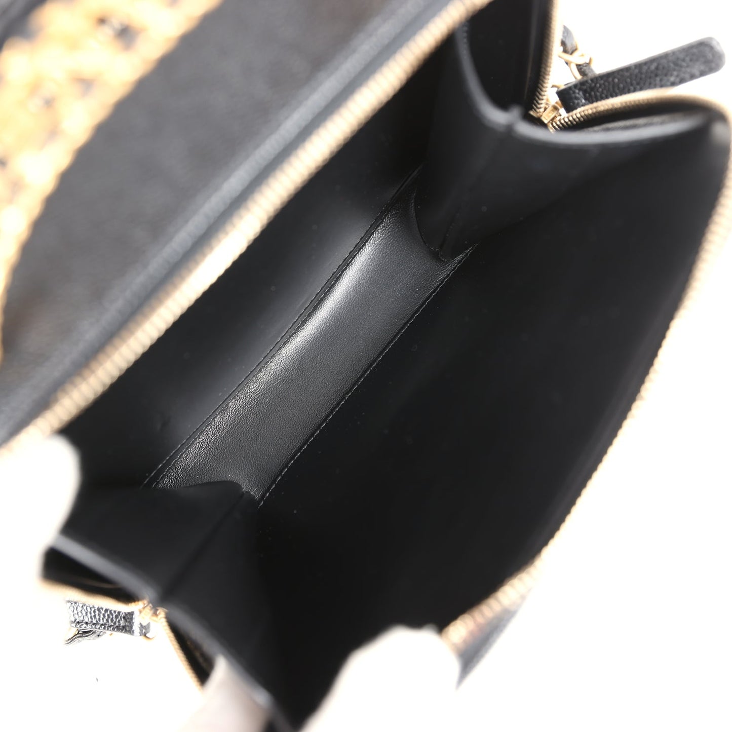 Chanel Small Pick Me Up Top Handle Vanity Case Black Caviar Brushed Gold Hardware