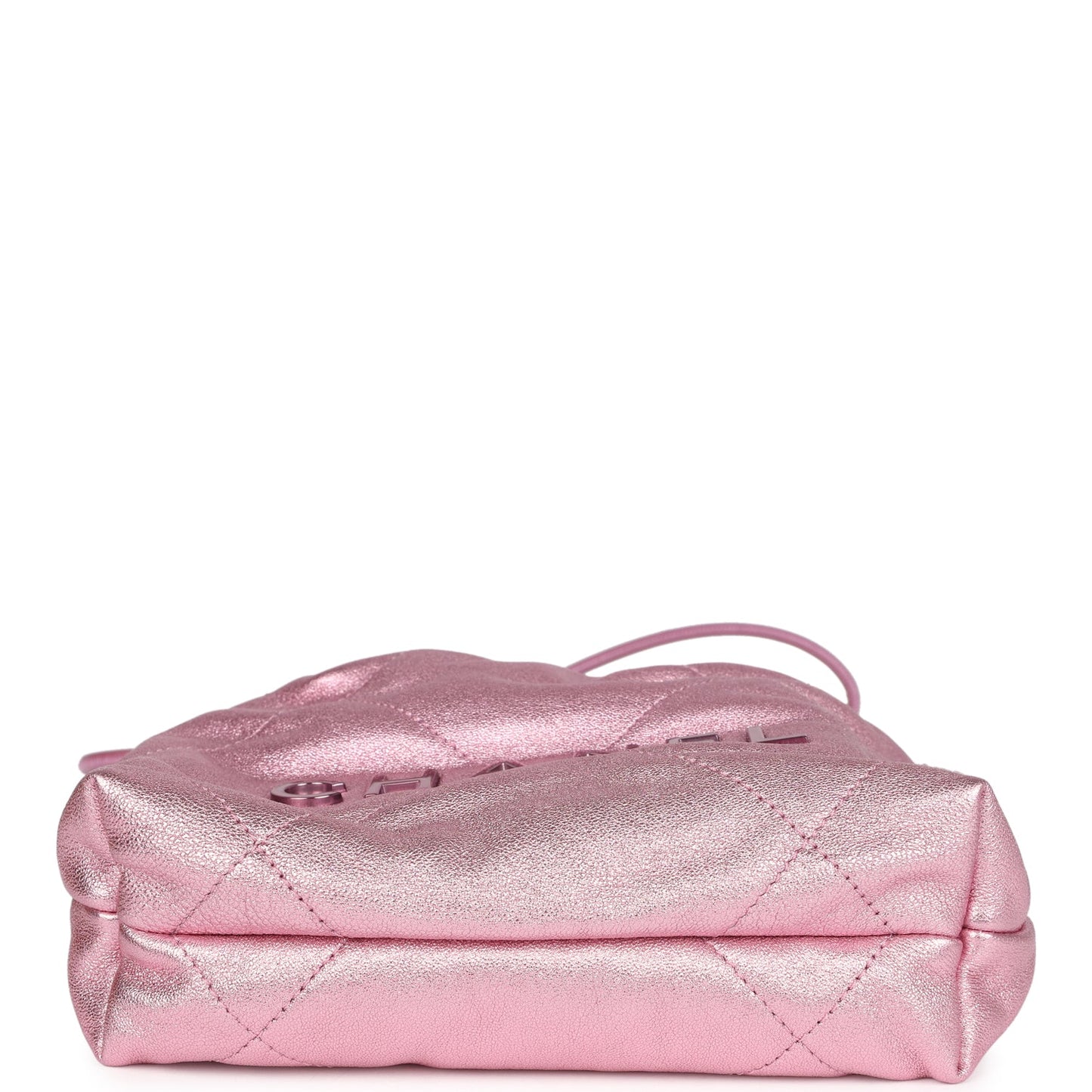 Chanel Mini 22 Bag Pink Metallic Lambskin Lacquered Metal Hardware