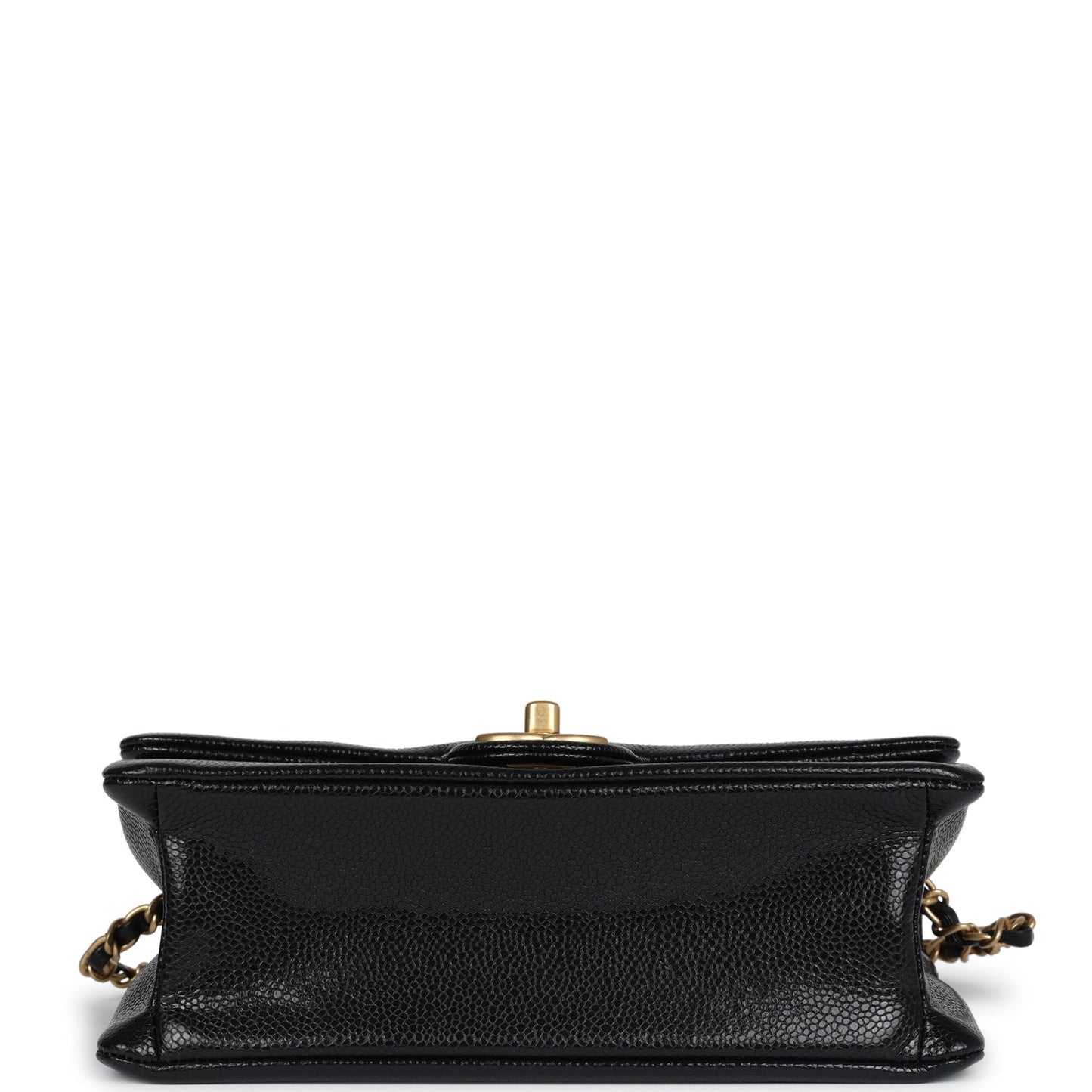 Chanel Small Flap Bag Black Shiny Grained Calfskin Brushed Gold Hardware