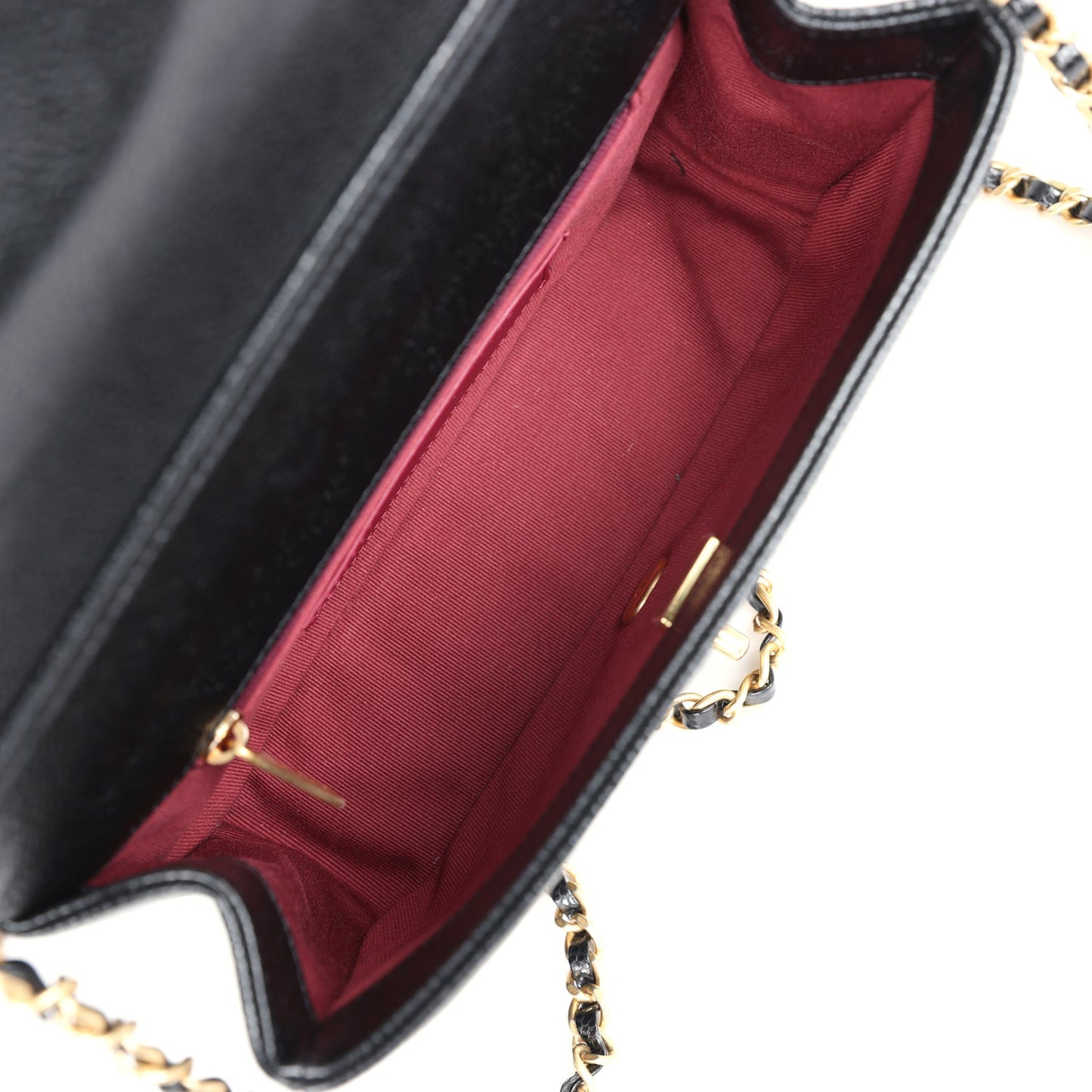 Chanel Small Flap Bag Black Shiny Grained Calfskin Brushed Gold Hardware
