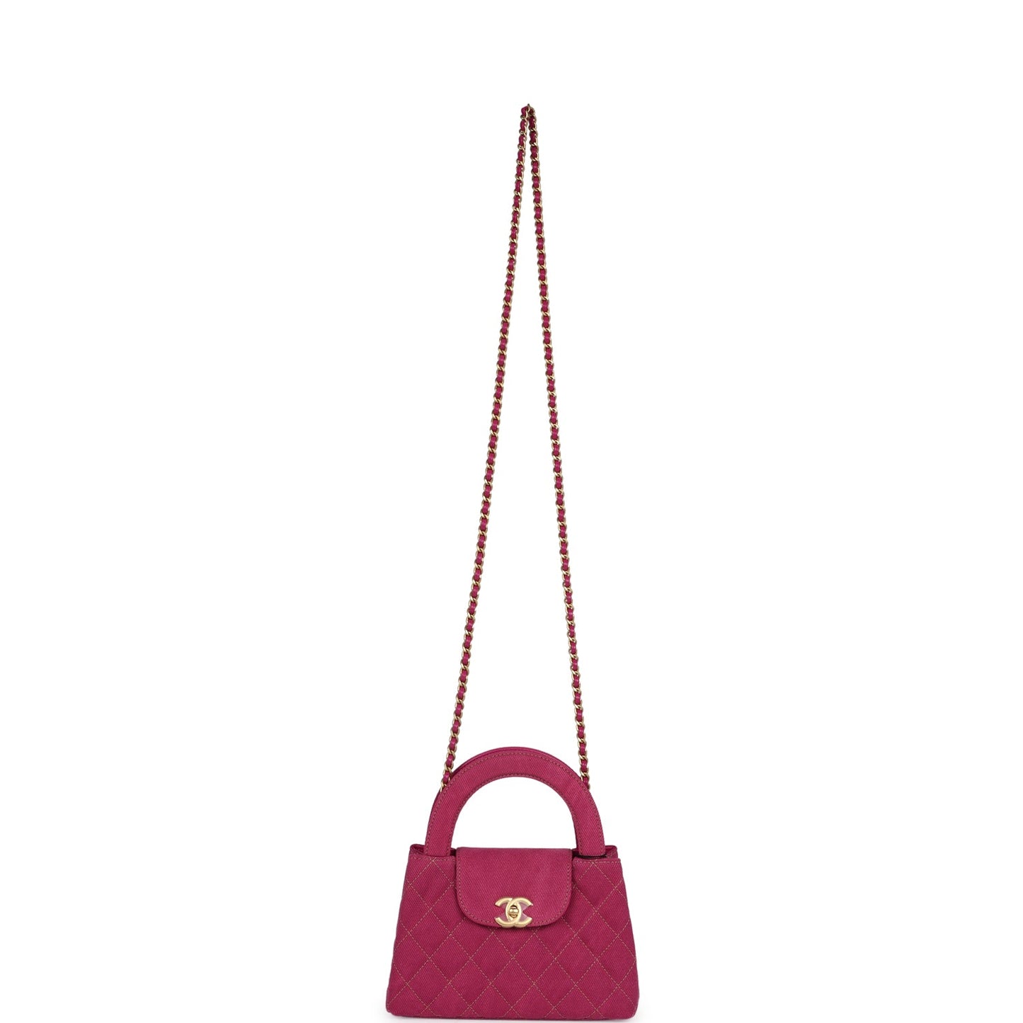 Chanel Small Kelly Shopper Pink Washed Denim Brushed Gold Hardware