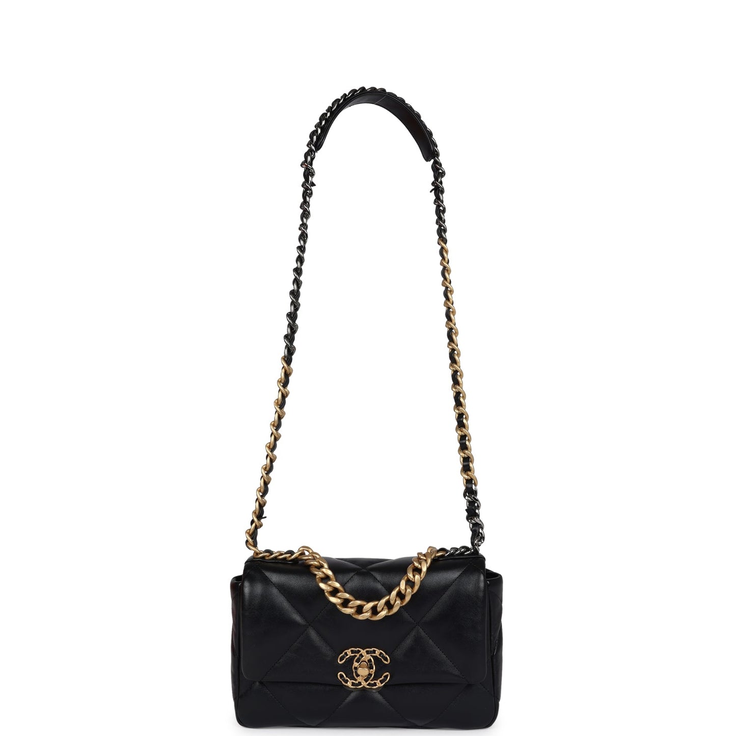 Chanel Medium 19 Flap Bag Black Lambskin Mixed Metal Hardware