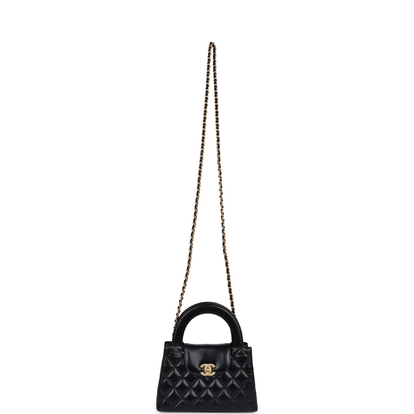 Chanel Small Kelly Shopper Black Shiny Aged Calfskin Brushed Gold Hardware