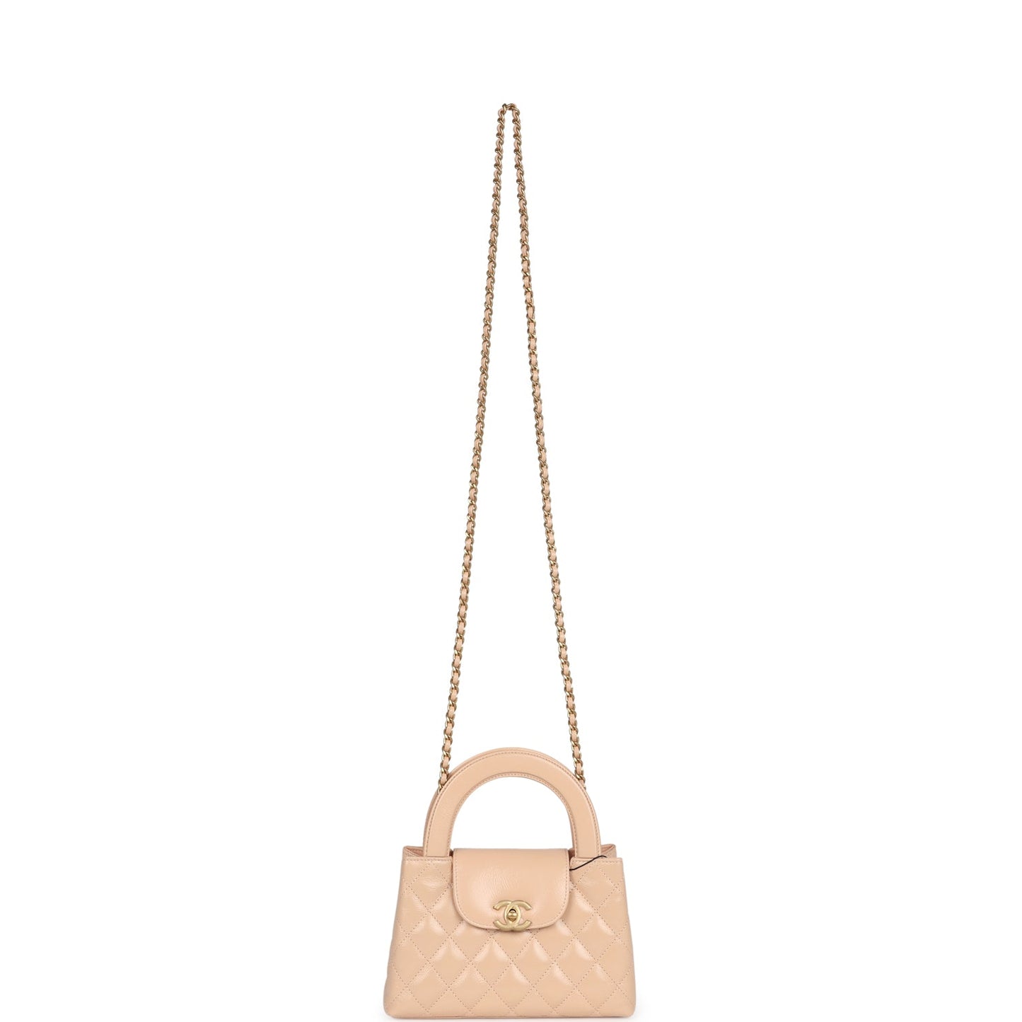 Chanel Small Kelly Shopper Beige Shiny Aged Calfskin Brushed Gold Hardware