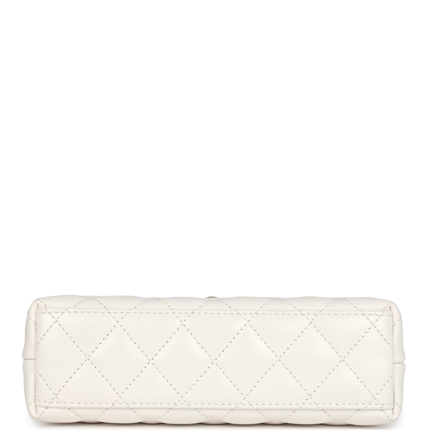 Chanel Small Kelly Shopper White Shiny Aged Calfskin Brushed Gold Hardware