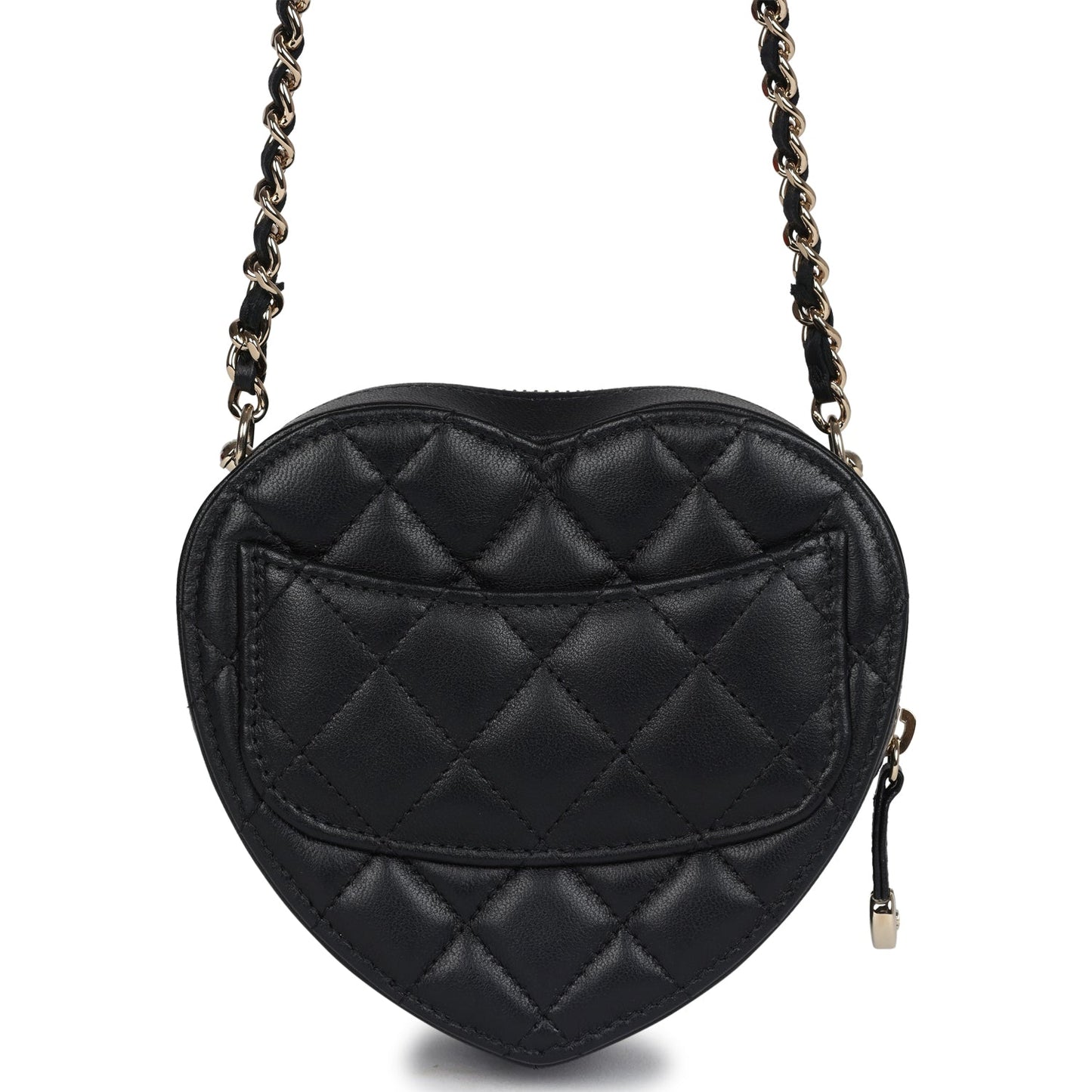 Chanel CC In Love Heart Clutch with Chain Black Lambskin Light Gold Hardware